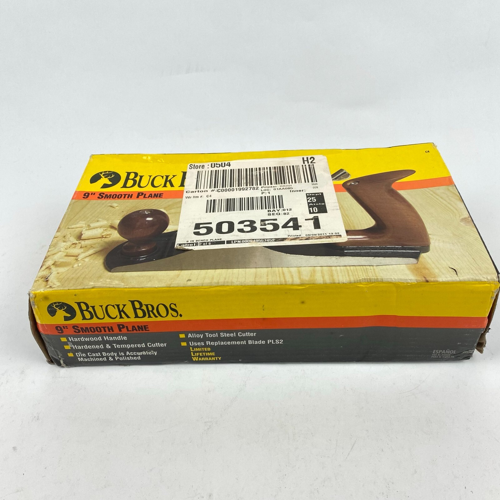 Buck Bros USA 9″ Smooth Wood Plane Woodworking Tool in Original Box Vintage