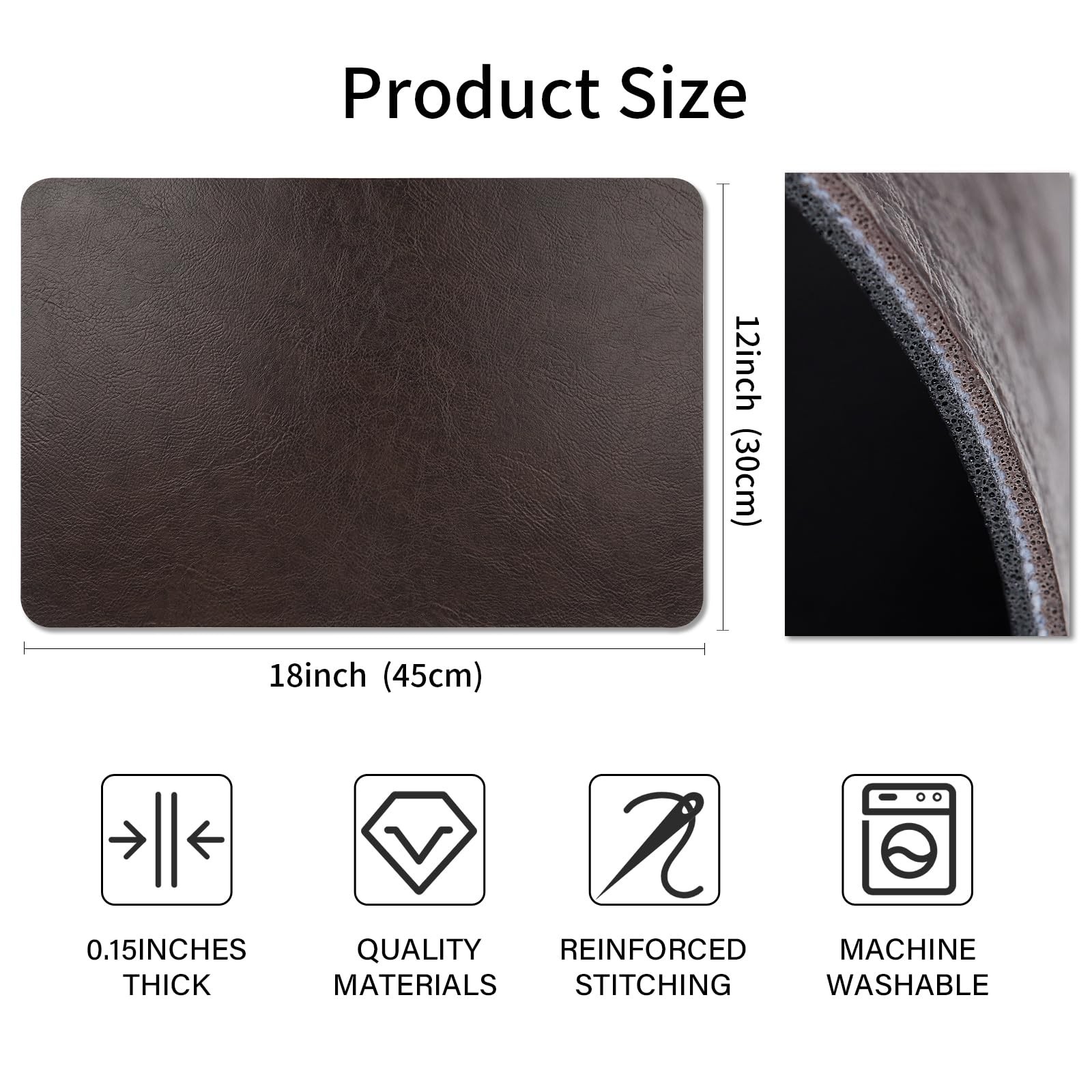 EDanle Cowhide Pattern Faux Leather Placemats Set of 4,Heat Resistant Non-Sli…
