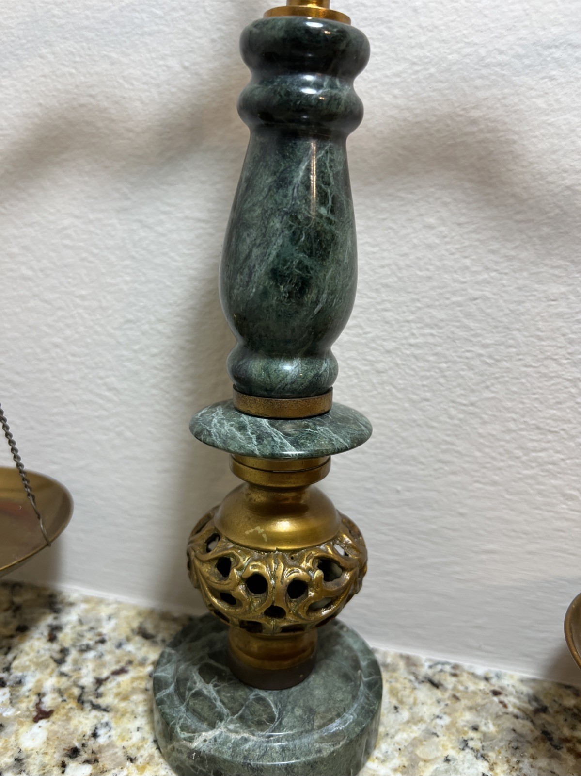 VINTAGE BALANCE SCALE, EAGLE TOPPER Green Marble and Bronze Import Japan ~15”