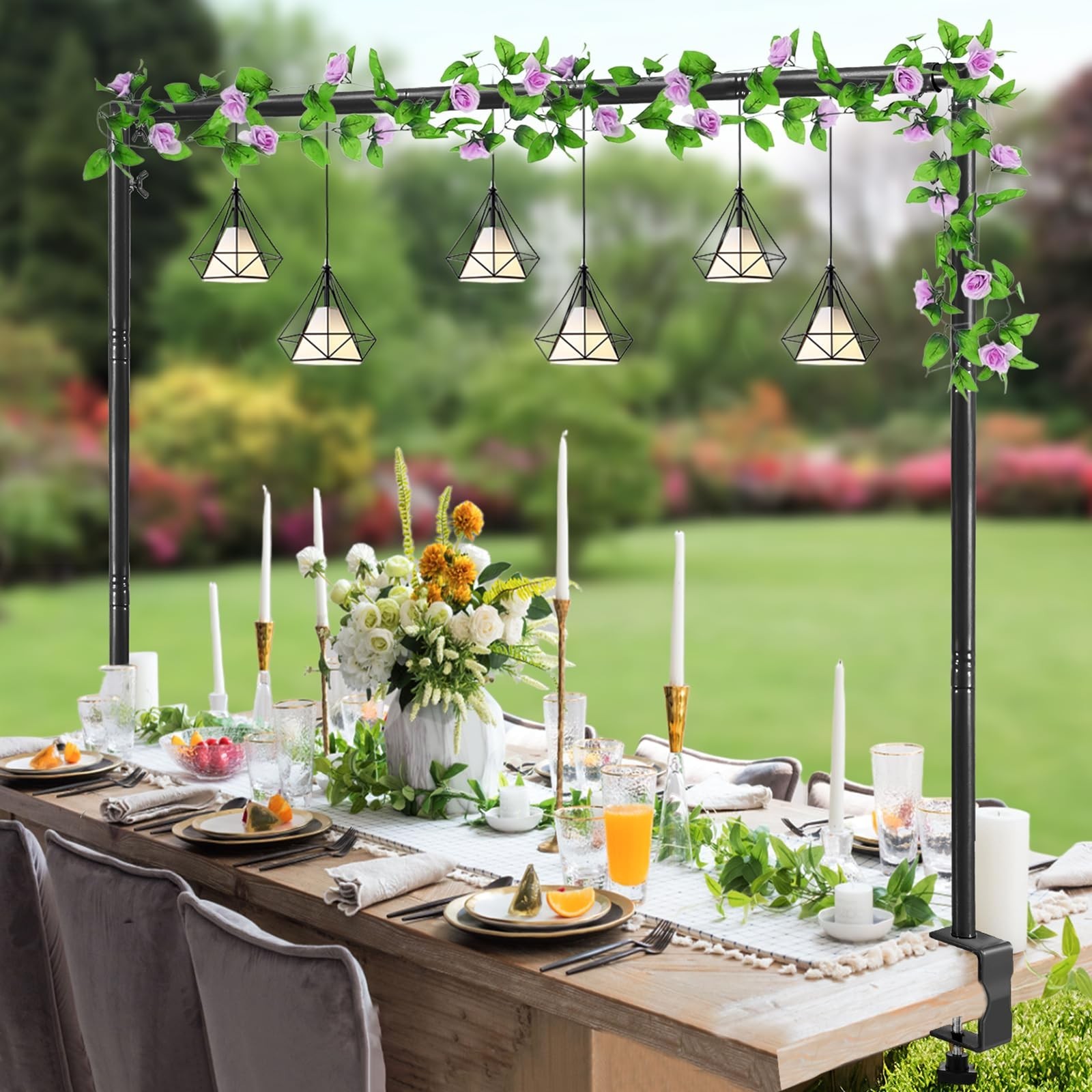 Over The Table Rod Stand with Clamps Adjustable 31″-110″ Length 31″-64″ Heigh…