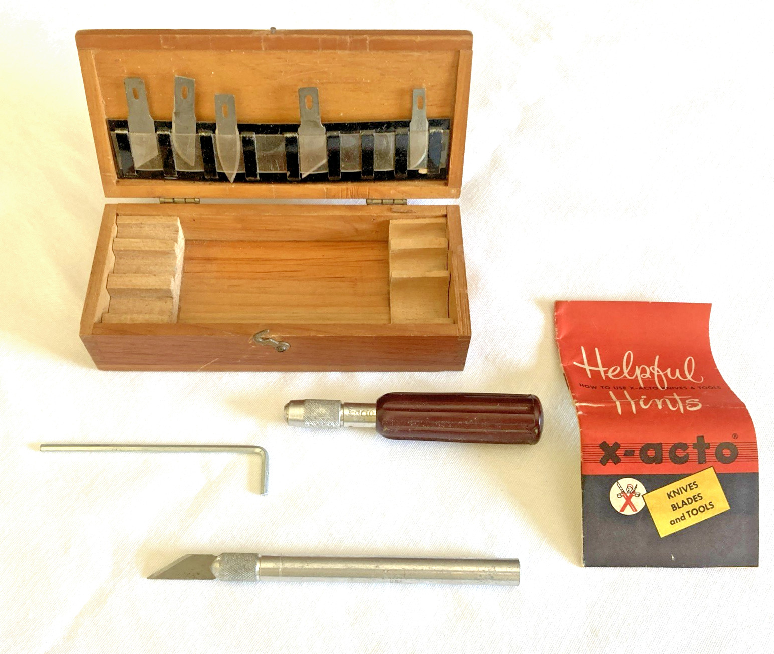 Vintage X-acto No. 82 Knife Chest with Helpful Hints Booklet