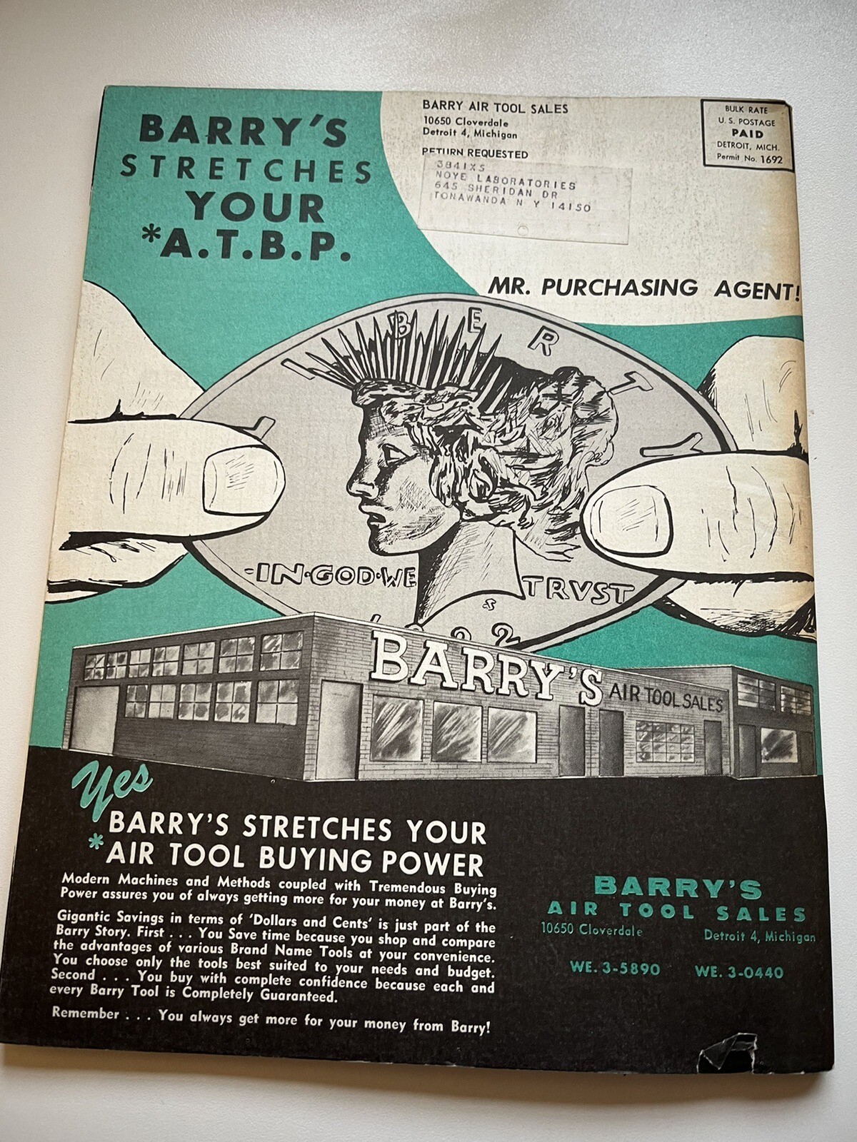 BARRY’S AIR TOOL SALES CATALOG NO. 1-1966 NEW & REBUILT DETROIT, MICHIGAN JB82