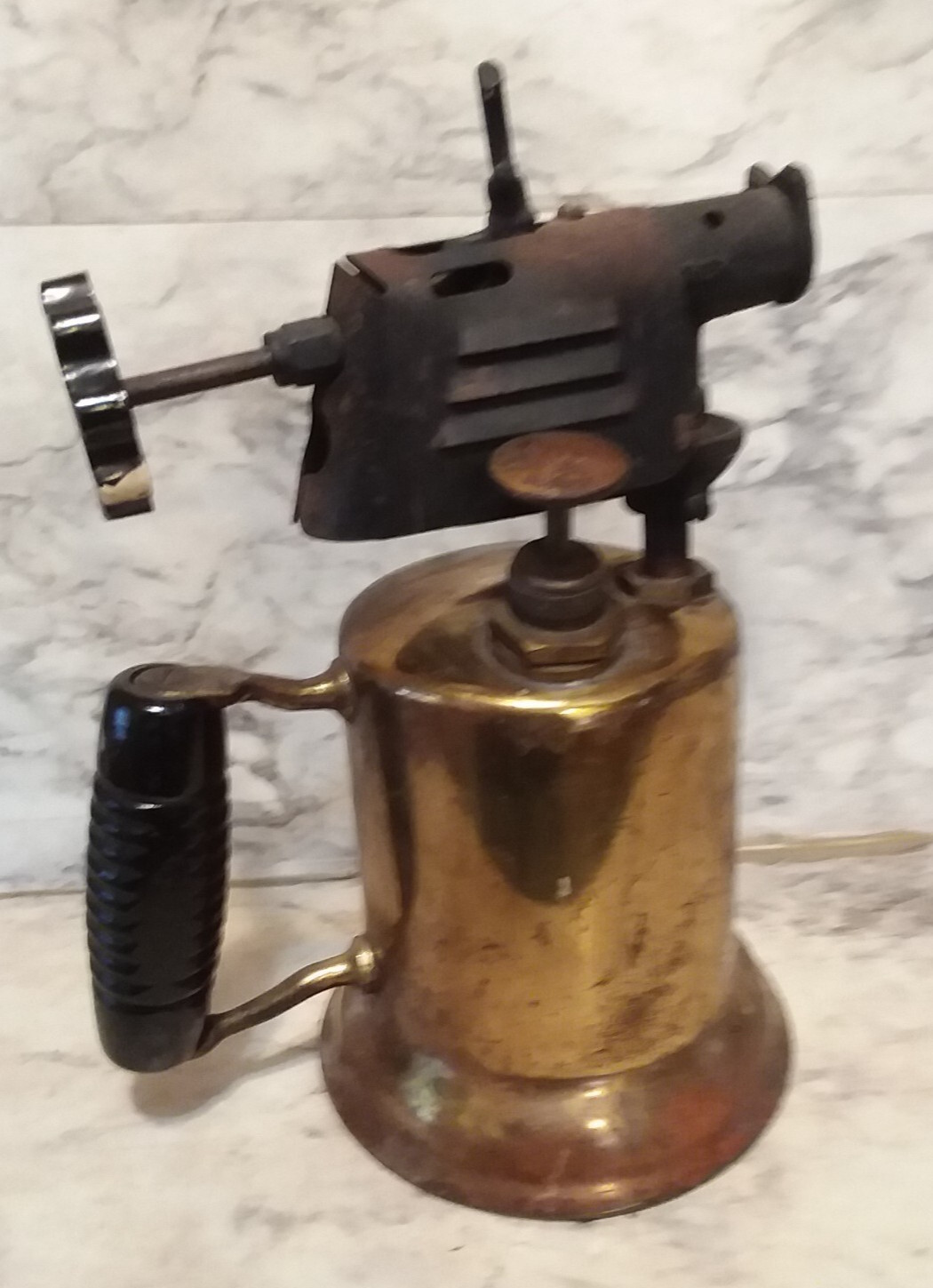 Vntg Brass Blow Torch BLOWTORCH w/ Black Wood Handle – Steampunk Syracuse
