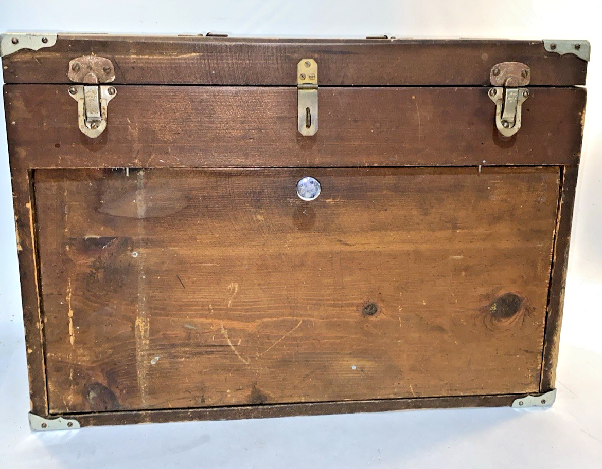 NICE! VINTAGE WOOD MACHINIST TOOL CHEST 6 DRAWER BOX 20X14X9 ANTIQUE OAK BOX