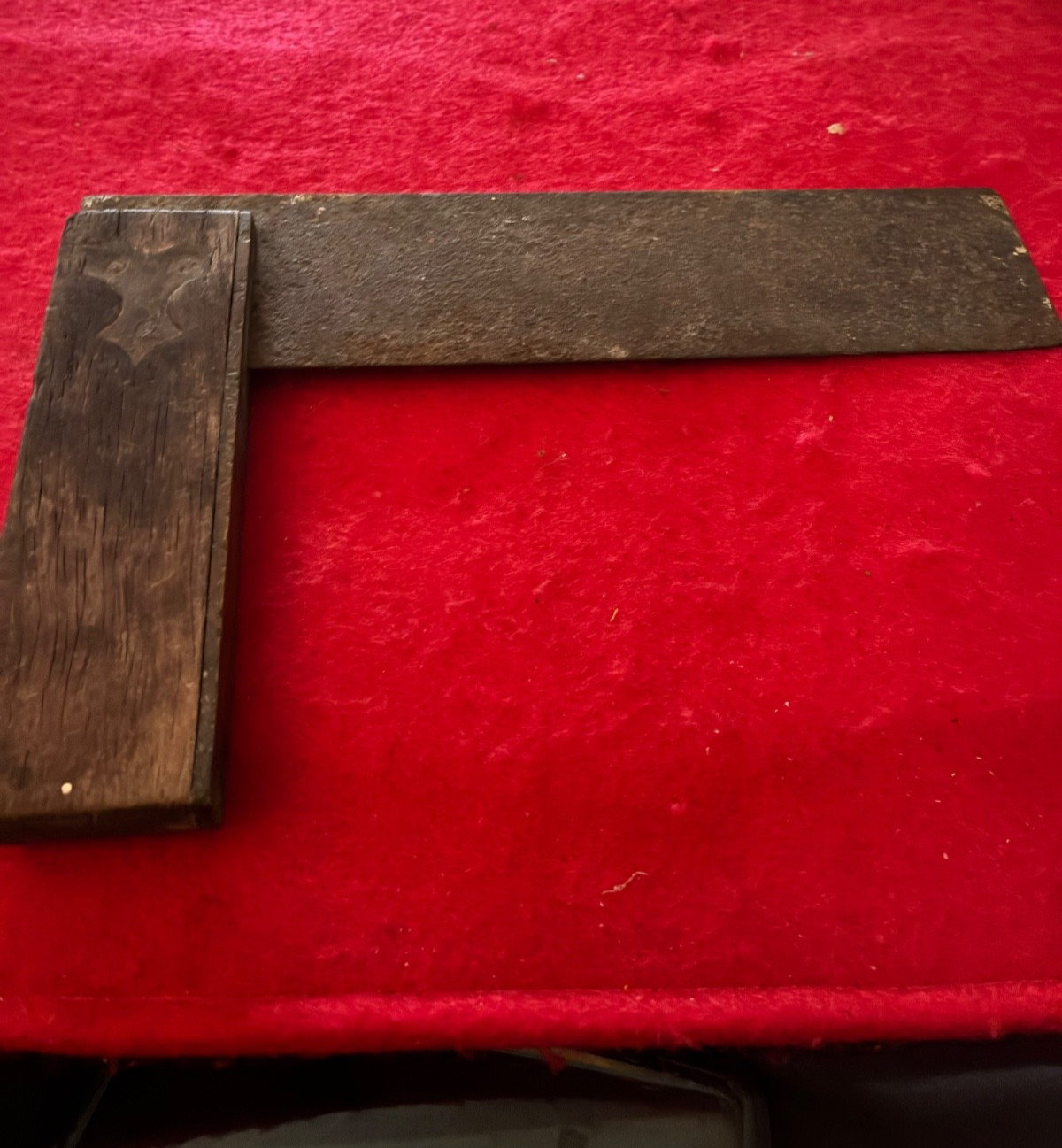 Vintage 6 T Square. Brass Base, Brass Oak Leaf Inserts Woodworking