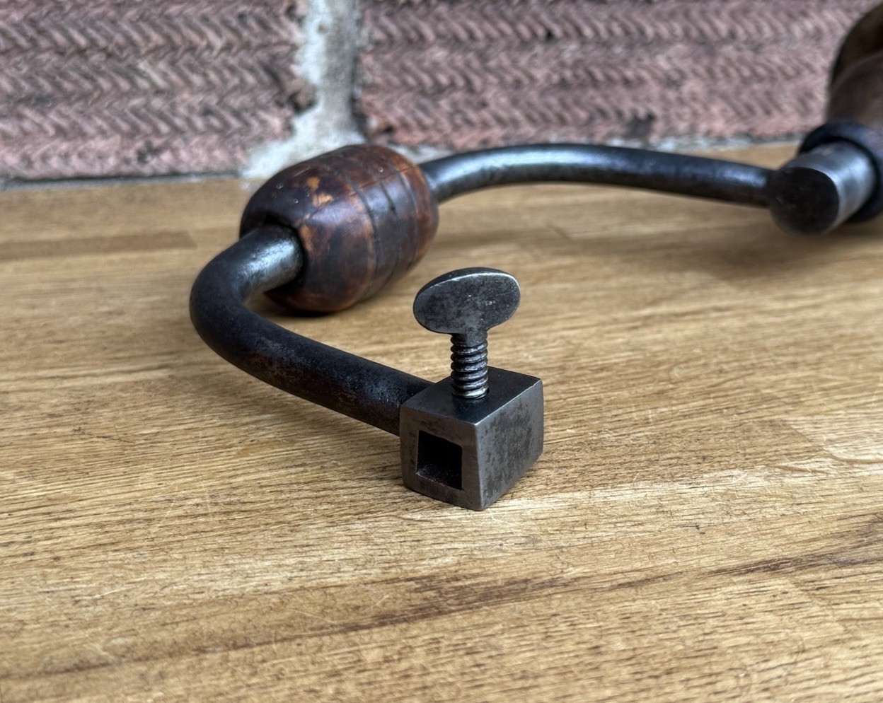 Antique Early Six Penny Hand Brace Hand Drill Auger Woodworking Vintage Old Tool