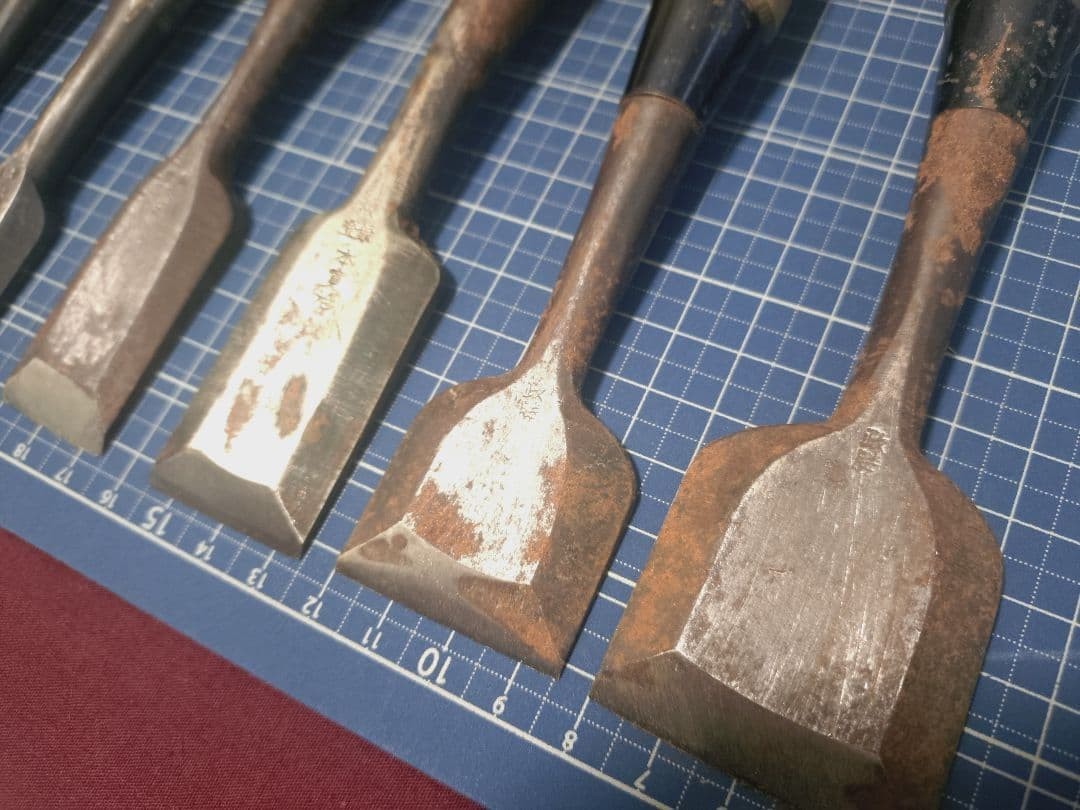 Chisel Nomi set of 10 3mm-41mm Japanese Vintage Woodworking Tool Japan