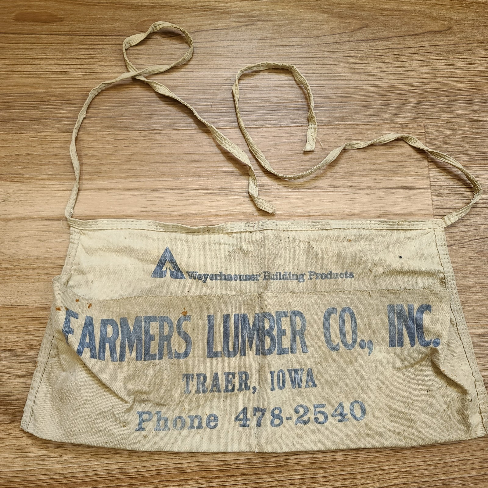 Vintage Farmers Lumber Co Inc Carpenter Apron Nail Pouch Traer Iowa Weyerhaeuser