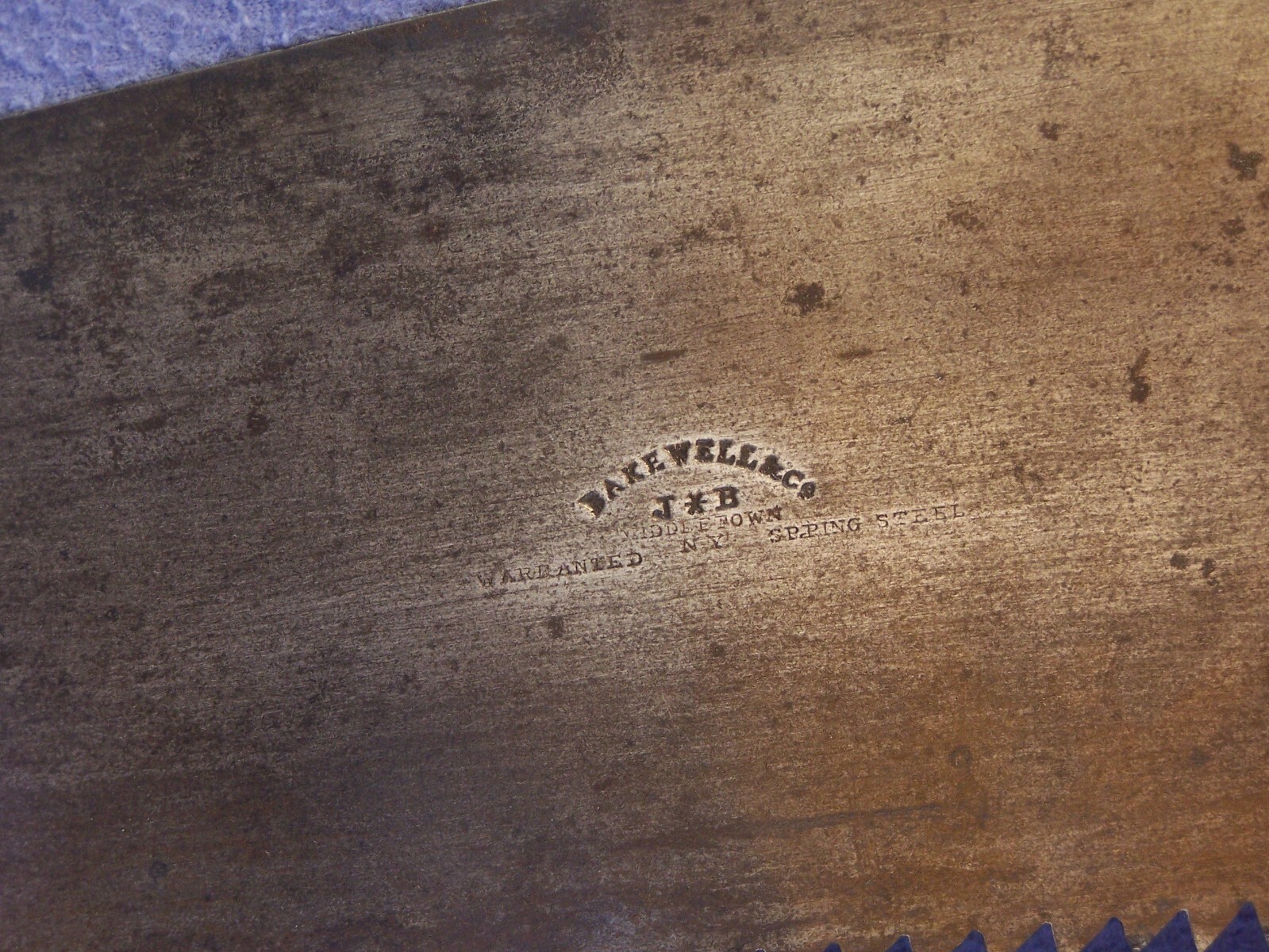 WM&B BAKEWELL & Co early J*B mark 28 in handsaw hand saw split nuts die stamp