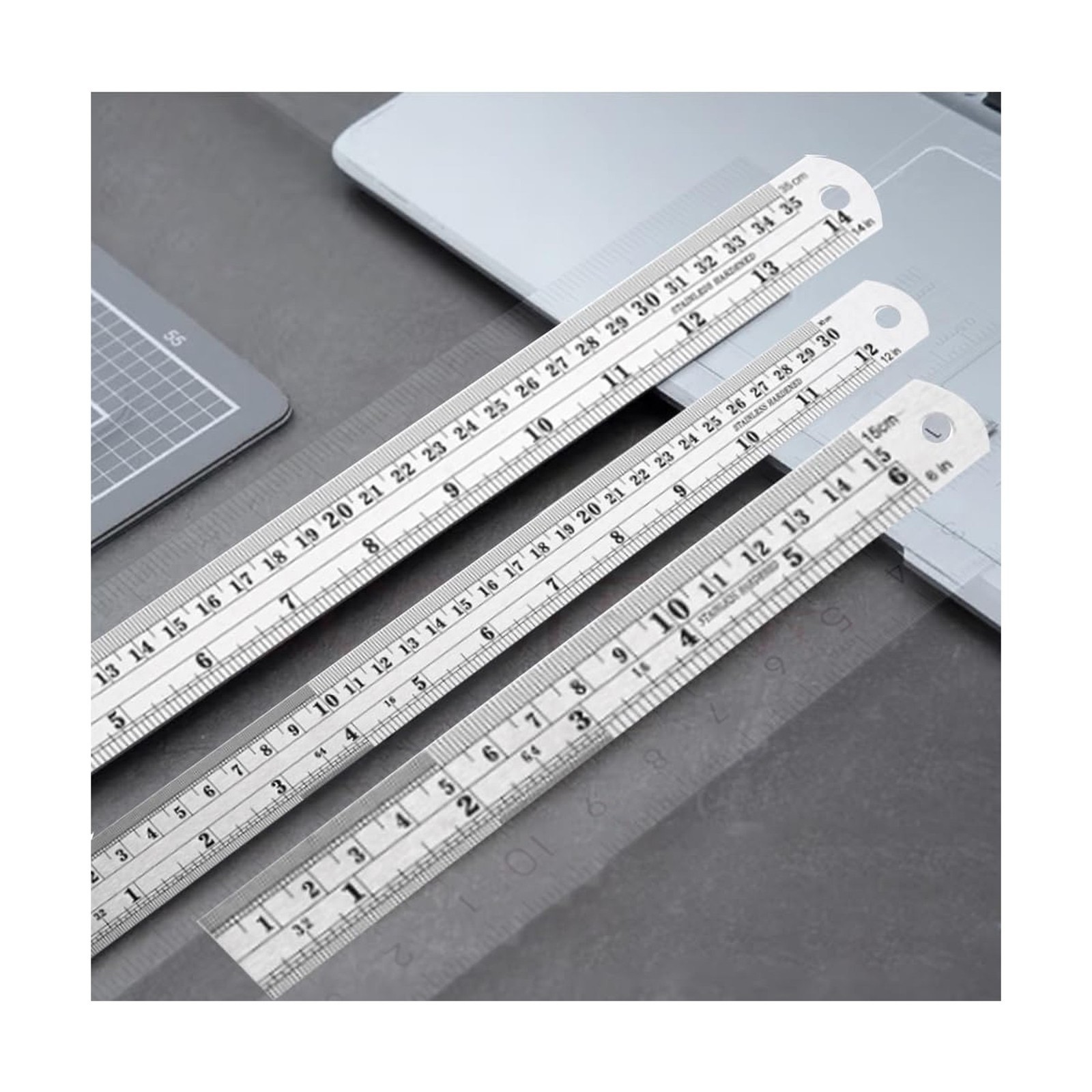 Stainless Steel Metal Ruler,6, 8, 12, 14 Machinist Ruler, with Inch and Metri…
