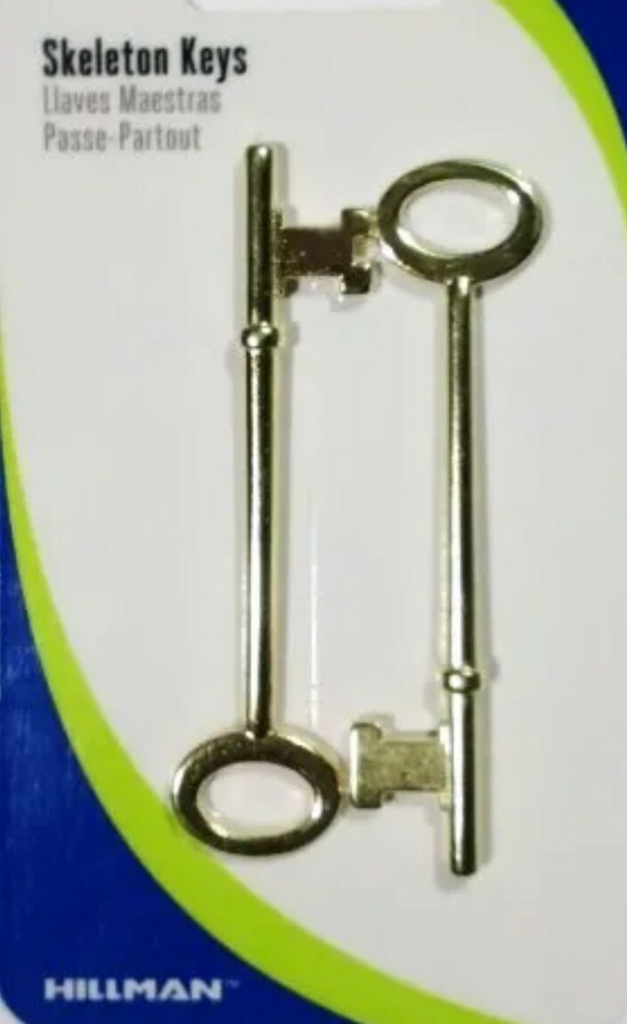 Hillman Brass Plated Skeleton Keys 2 Pack