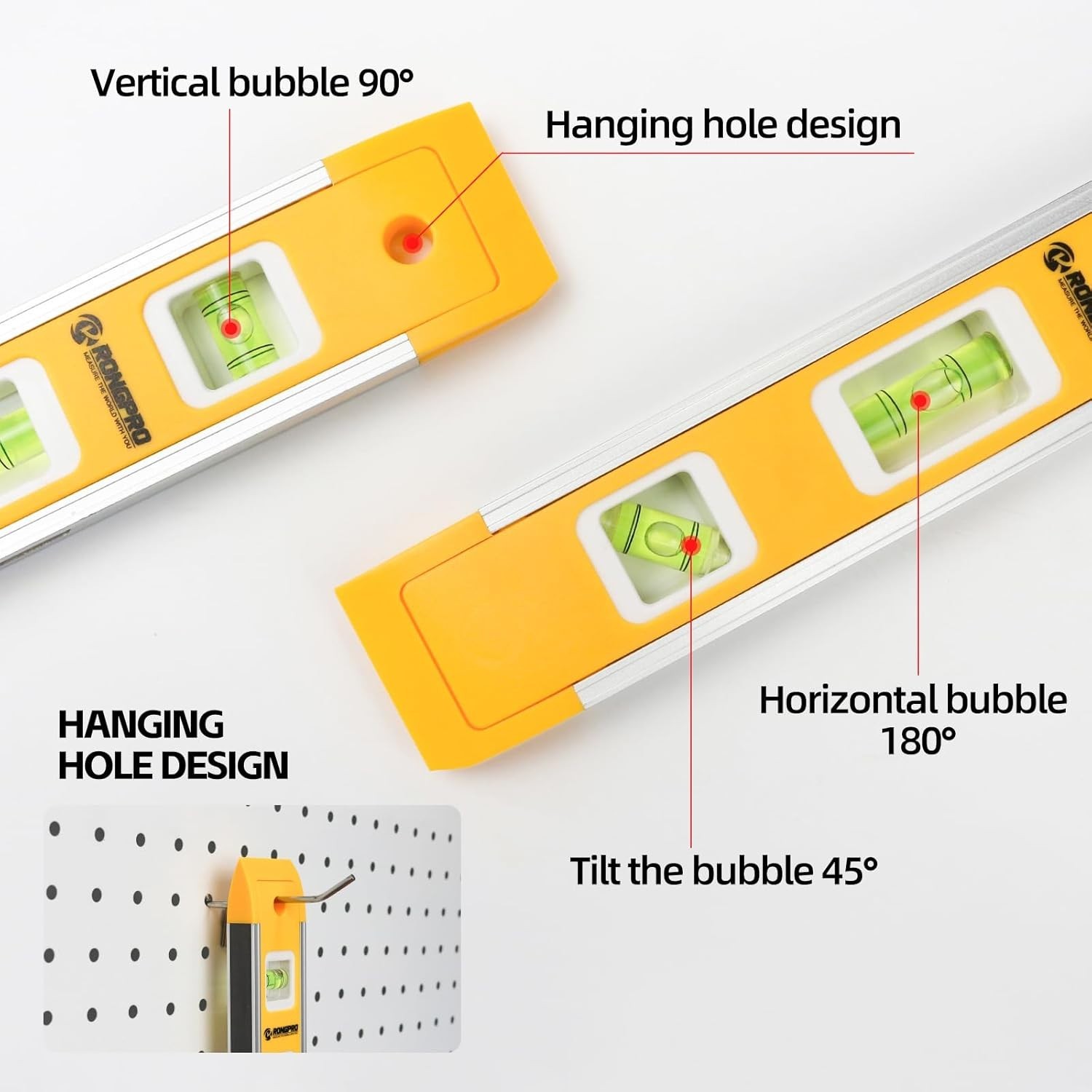 9-Inch Bubble Level Tool – Shock Resistant with High Contrast Bubbles