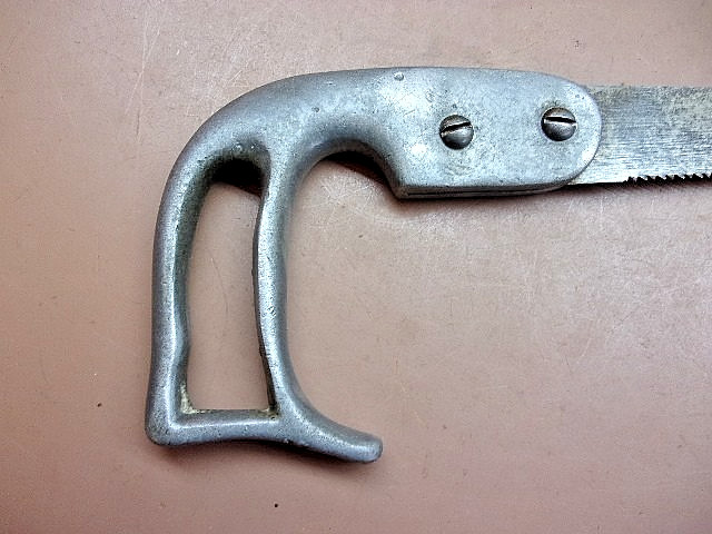 Vintage Cast Aluminum Handle 19″ Key Hole Jab Saw Illegible Brand Good 14″ Blade