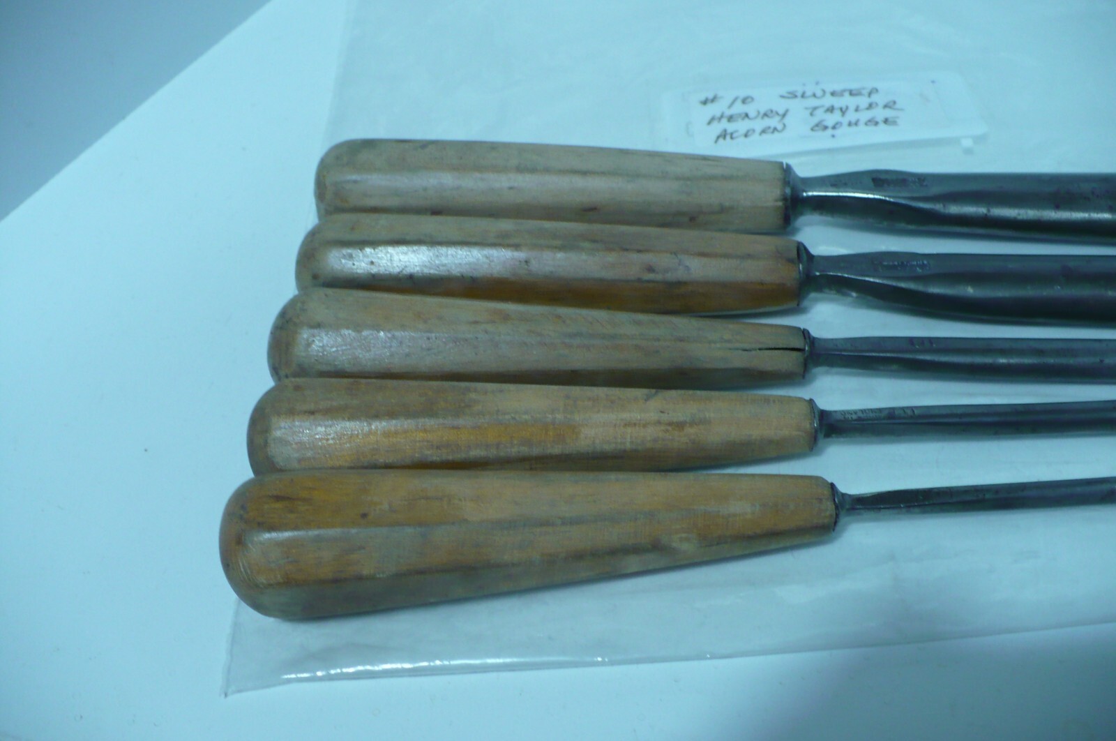 5 Pc Set Henry Taylor Acorn Sheffield Woodworking Gouge Chisels #10 Sweep EUC