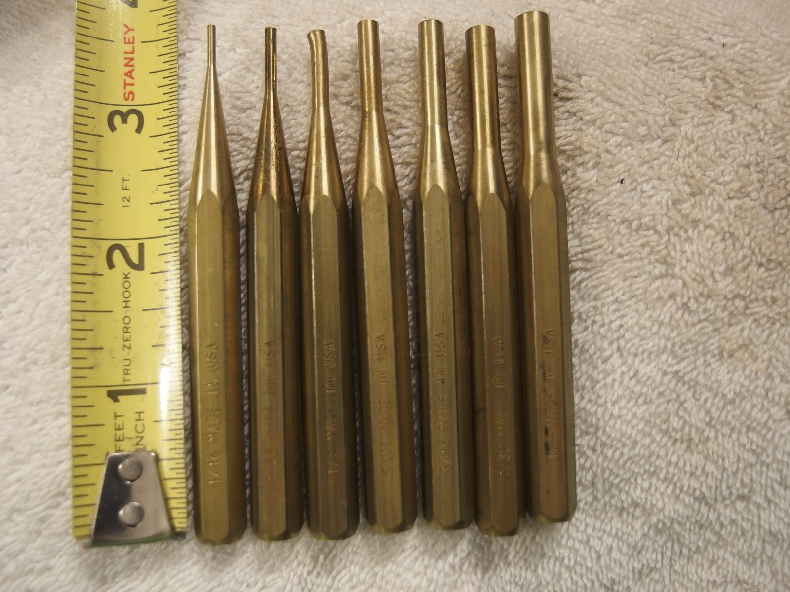 7 ad Brass Dillon Drive Drift Pin Punches USA Punch Set Gunsmith Hand Tools VTG