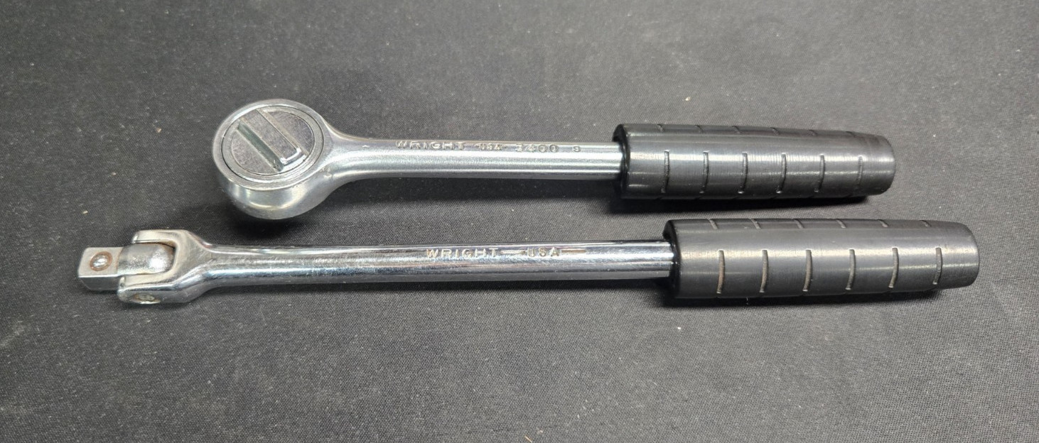 Vintage Wright USA Ratchet & Breaker Bar 3400 & 3438 3/8″ Dr Tootsie Roll Handle