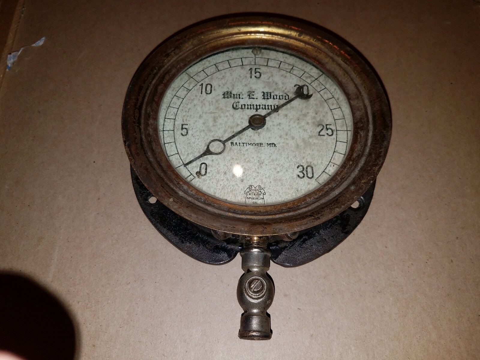 Large Vintage 6 1/2 in Brass Steam Guage Baltimore, MD