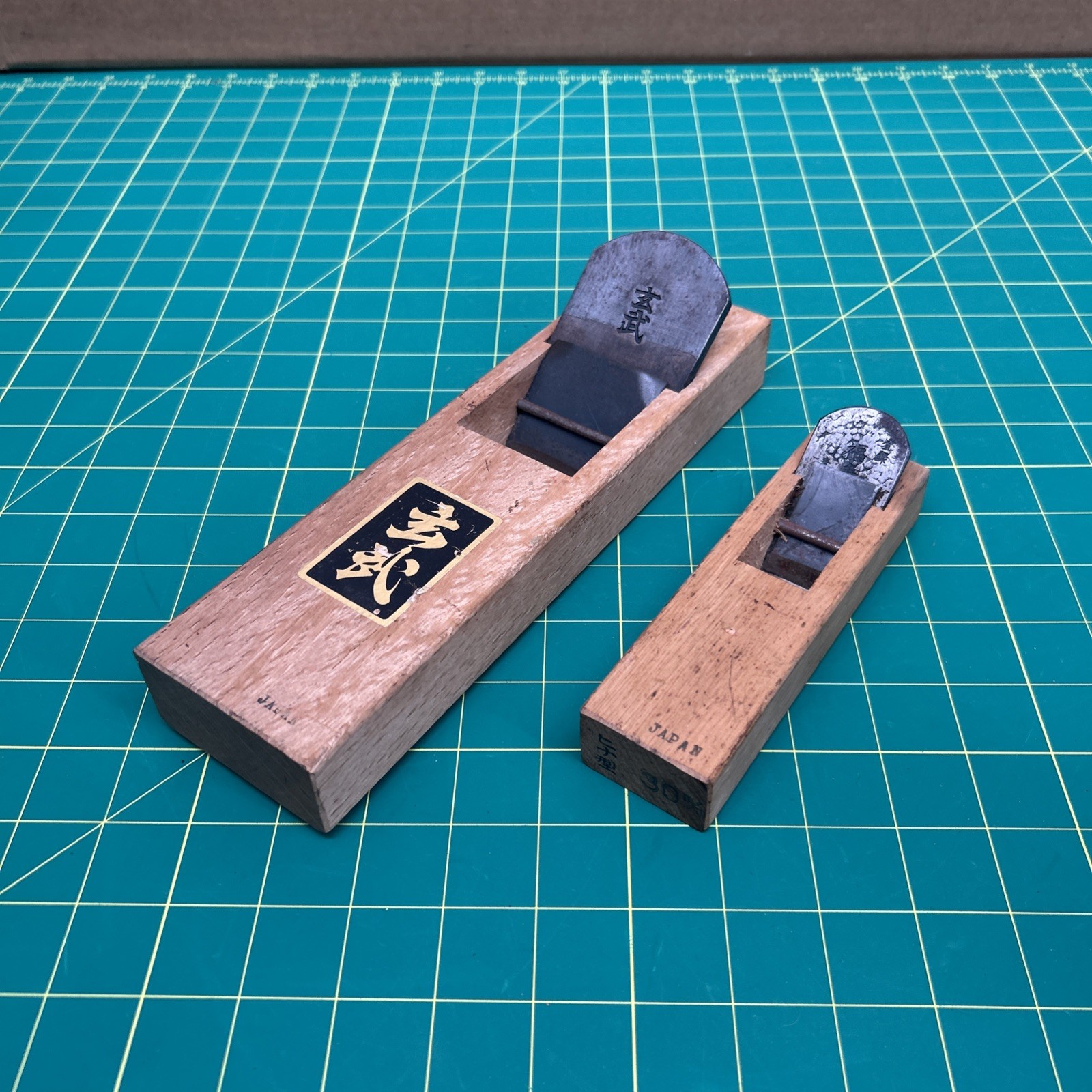White Oak Wood Japanese Stamped Engraved Block Plane Lot Of 2 30mm & Other