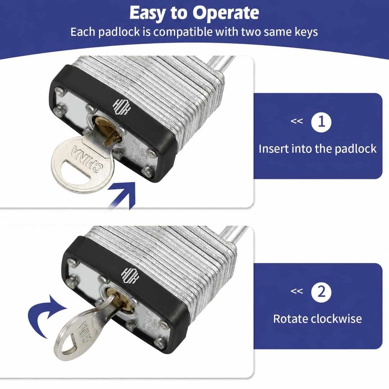 Locks 6-Pack Keyed-Alike Padlocks w/ 1.2” Shackle, 1-9/16” Wide Body, Hardene…