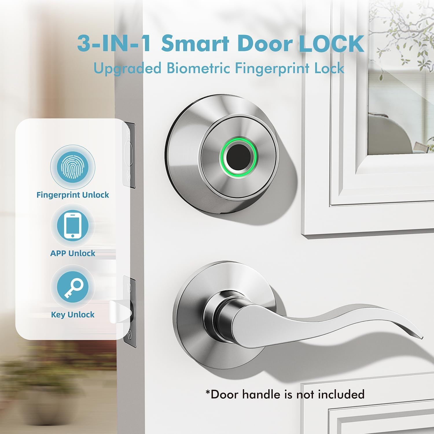 Fingerprint Keyless Entry Door Lock – Smart Deadbolt with App Control, Silver