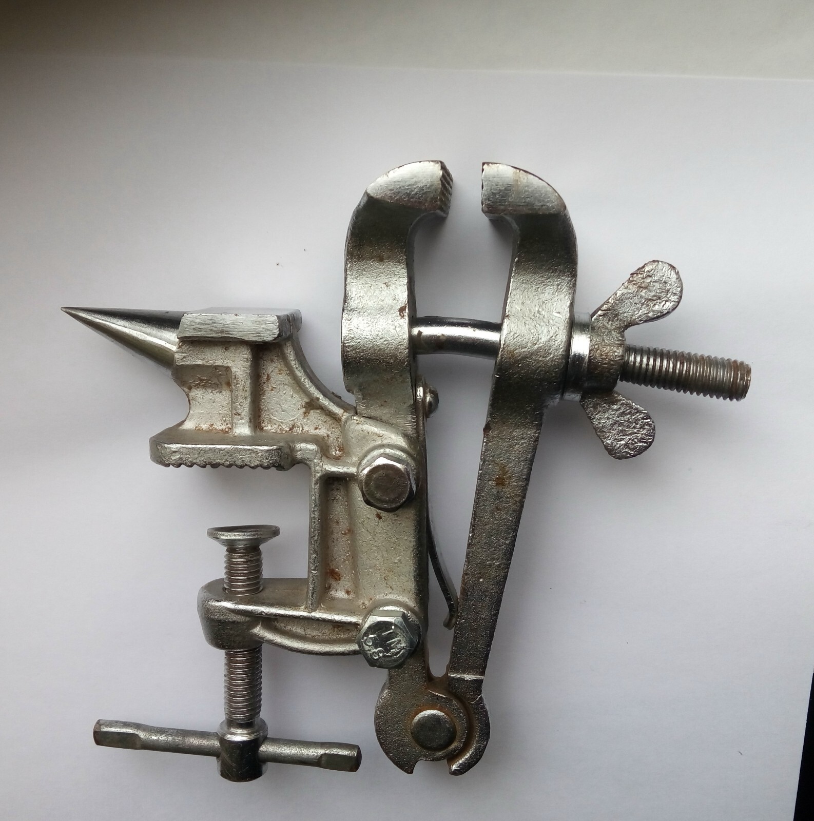 Rare Vintage mini Jewelry Vise with Anvil, Chrome Plated, Made in USSR 1970s