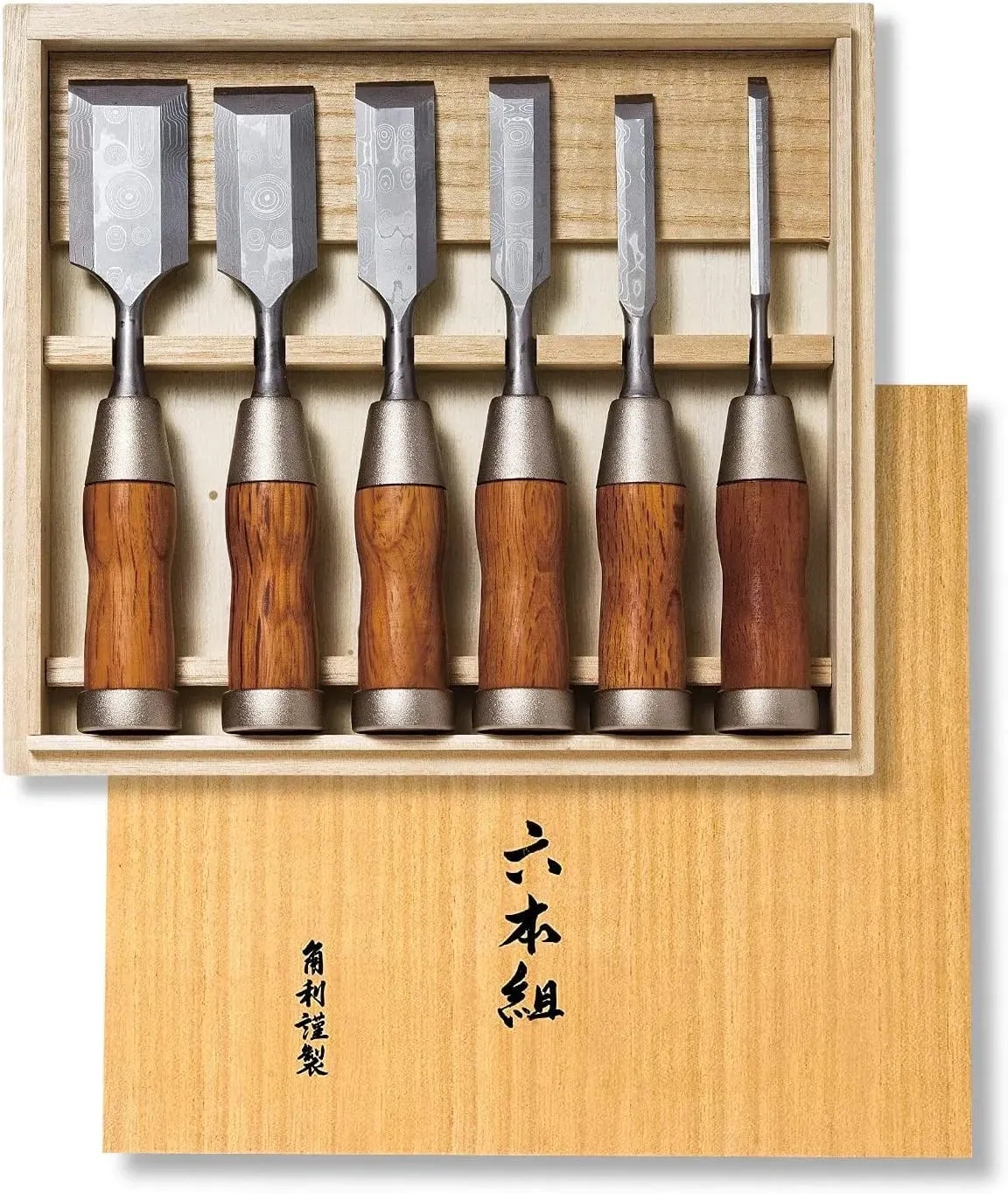Japan NEW Kakuri Wood Chisel Set 6 Pcs 710838 Oak Handle Bevel Edge