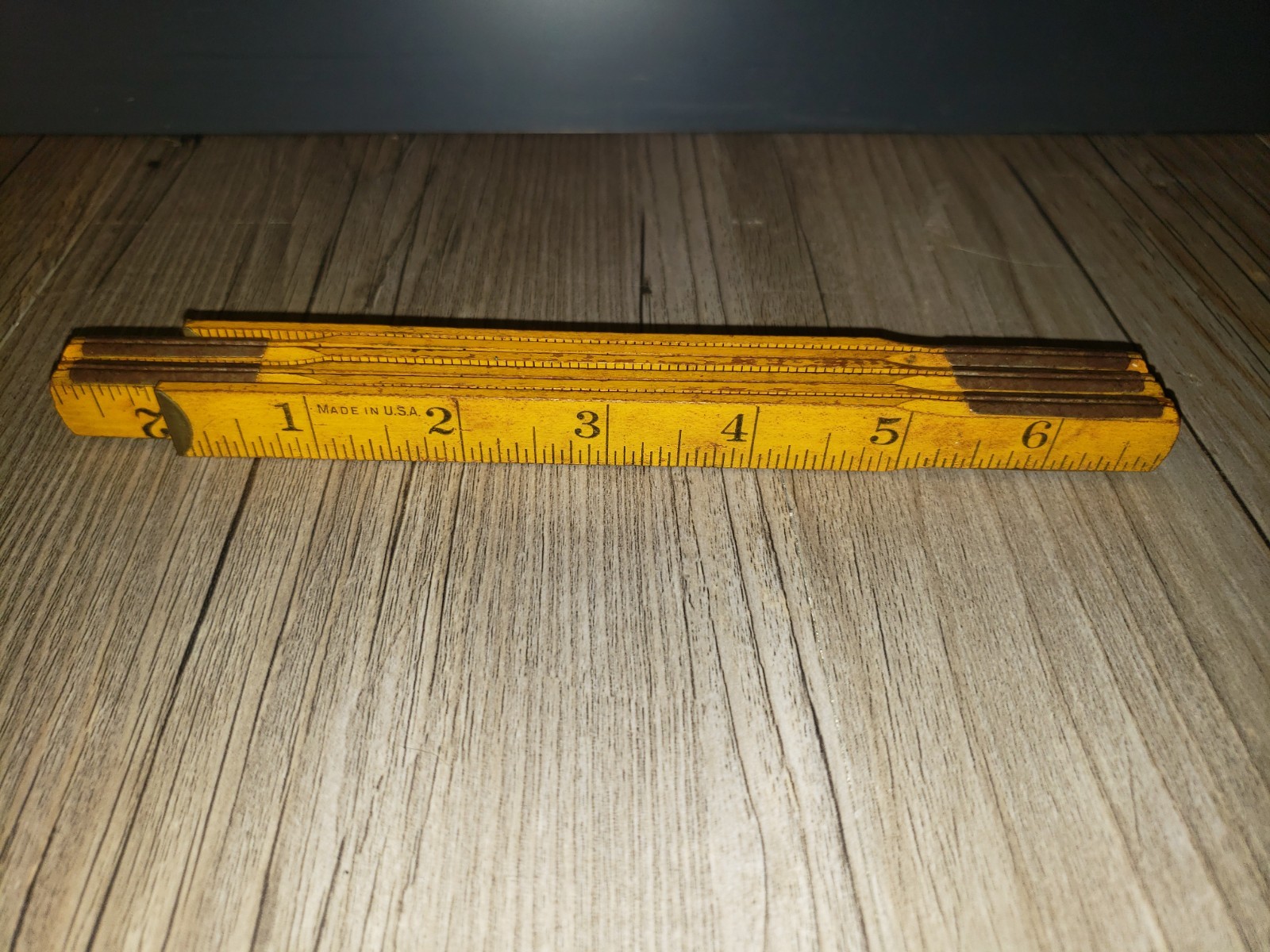 Vintage Foldable Wood Measuring Tape Hardware Jointed 36″