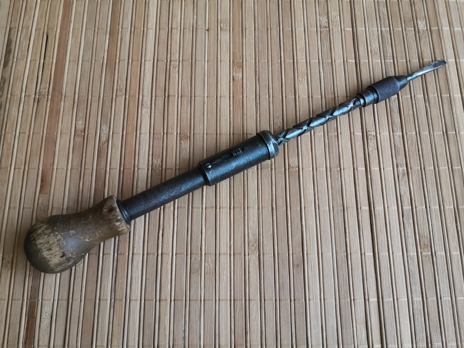 Vintage Soviet screwdriver with a spiral ratchet mechanism, made in USSR 40-50s.