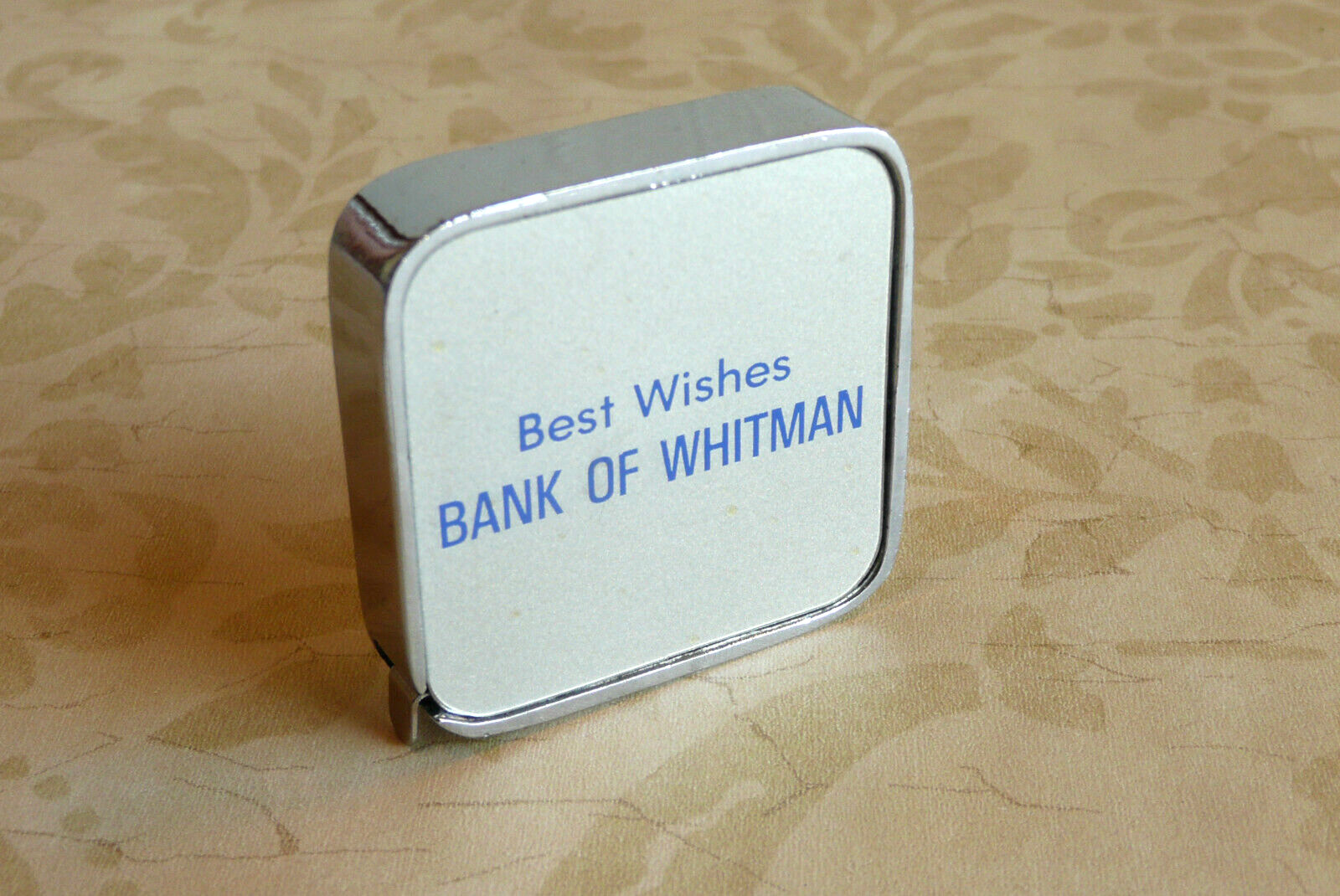 Vintage Barlow 6′ Pocket Tape Measure Advertising BANK Of WHITMAN ~ Made in USA