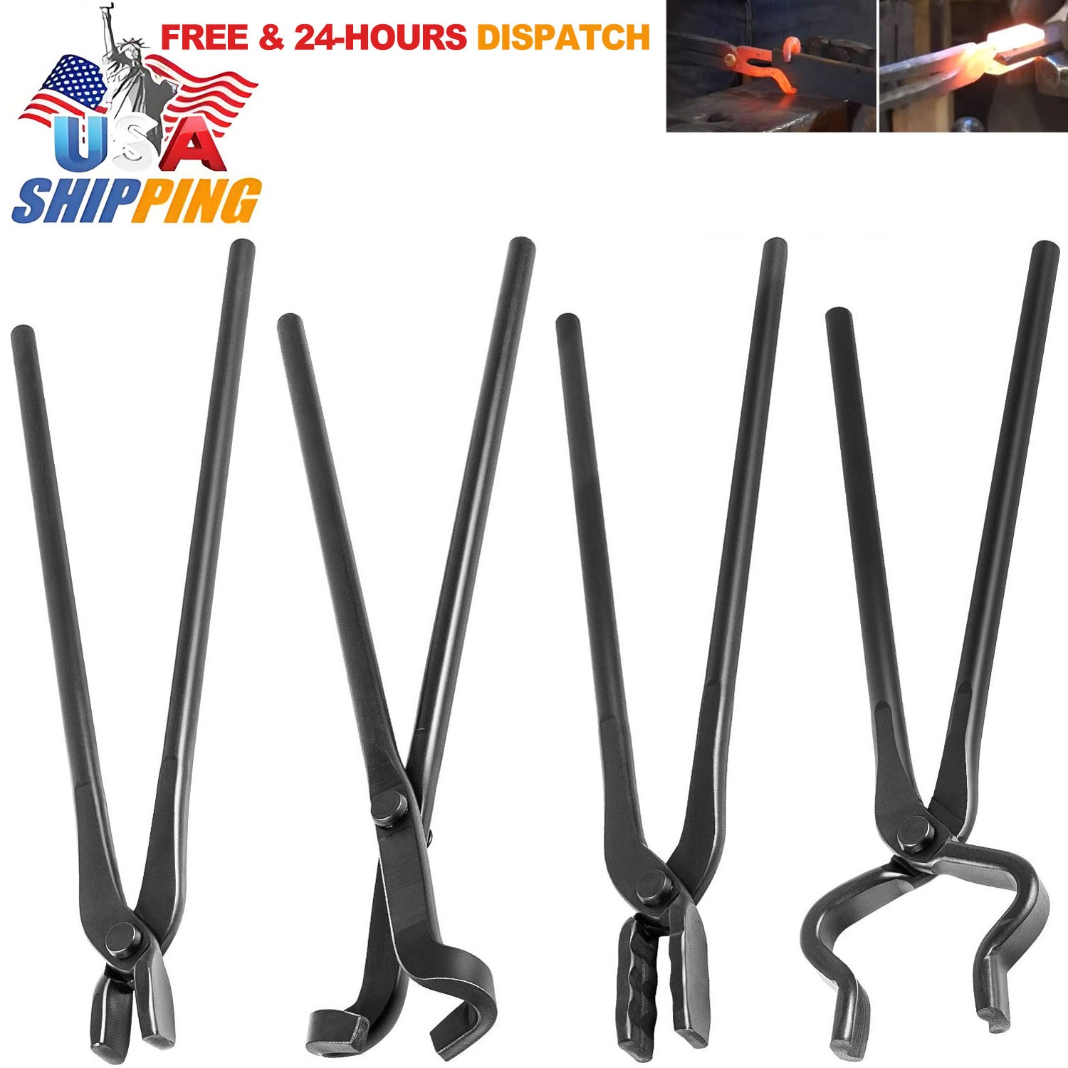 Knife Making Tongs Set Knifemaking Blacksmith Anvil Forge Vise Bladesmith Tools