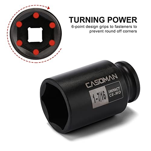 1/2-Inch Drive Deep Spindle Axle Nut Impact Socket 1/2″ Dr. 8pcs (1″ – 1-1/2″)
