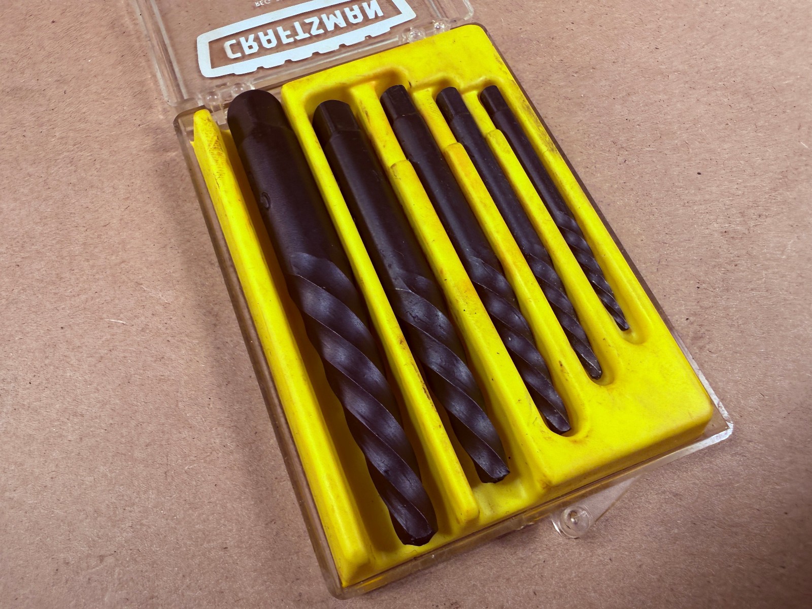 VINTAGE SEARS CROWN LOGO CRAFTSMAN 67372 5 Piece Screw Extractor Set MADE IN USA