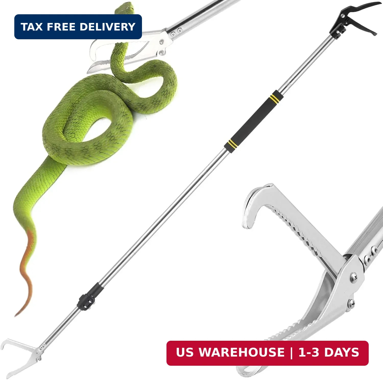 Snake Grabber Tool, 55inch Snake Tongs for Rattlesnake Reptile Tongs Long Catche