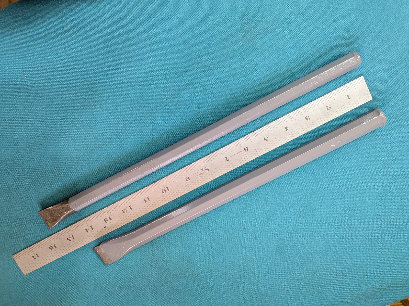 Vintage Two Refurbished Extra Long Cold Chisels 1″ x 15-1/2″ AND 1-1/8″ x 14″