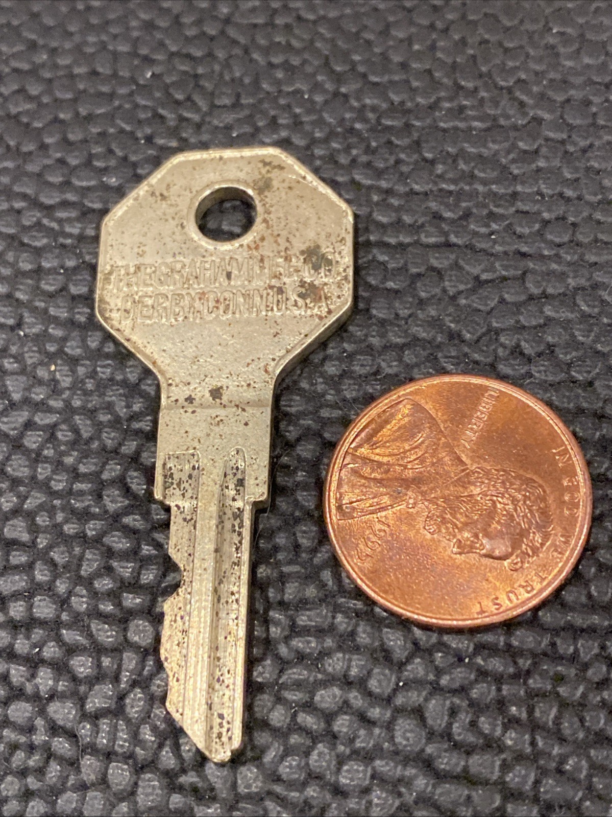 Antique GEORGE FELTON 119 Penn Ave Scranton PA Graham Mfg Co Darby Conn USA Key
