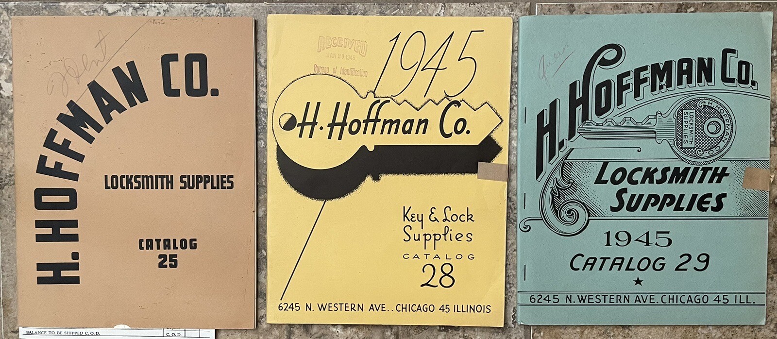 H. Hoffman Co Chicago Locksmith Catalogs 25 28 & 29 From 1945