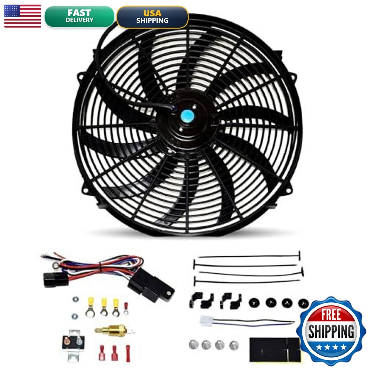 A-Team Performance 16″ Radiator Cooling Fan Kit 3000 CFM 12V 3-Pin Connector