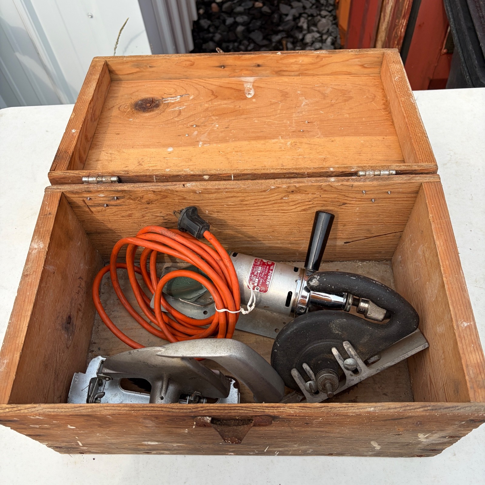 PET Hi-Power 77-J Corded Electric Drill 1/4” & 2 ZIP Saws Mounted On Stand