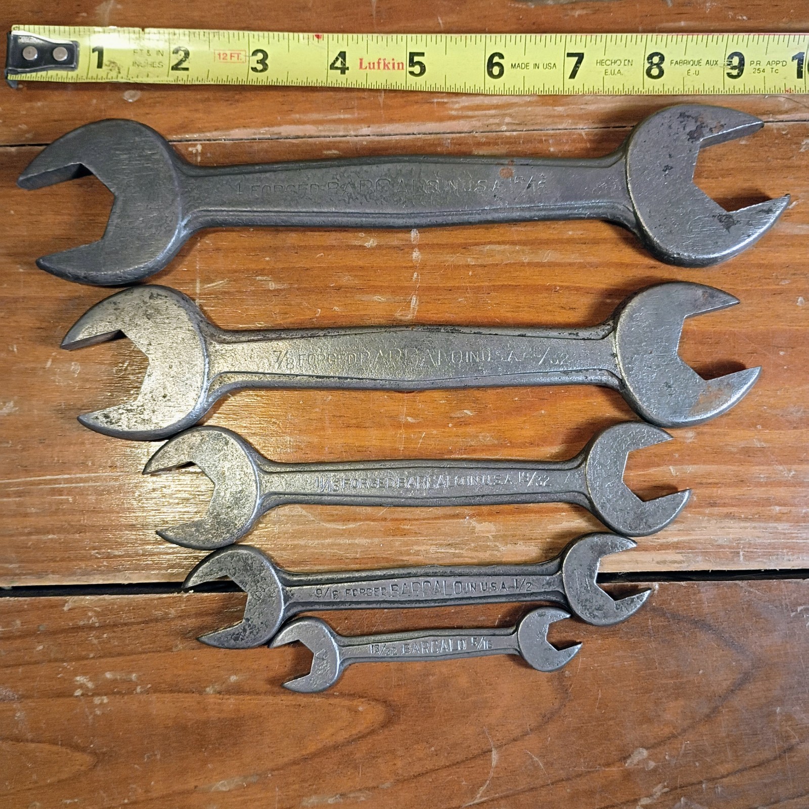 Set Of 5 Vintage Barcalo Forged In USA Open Ended Wrenches 1″ To 5/16″