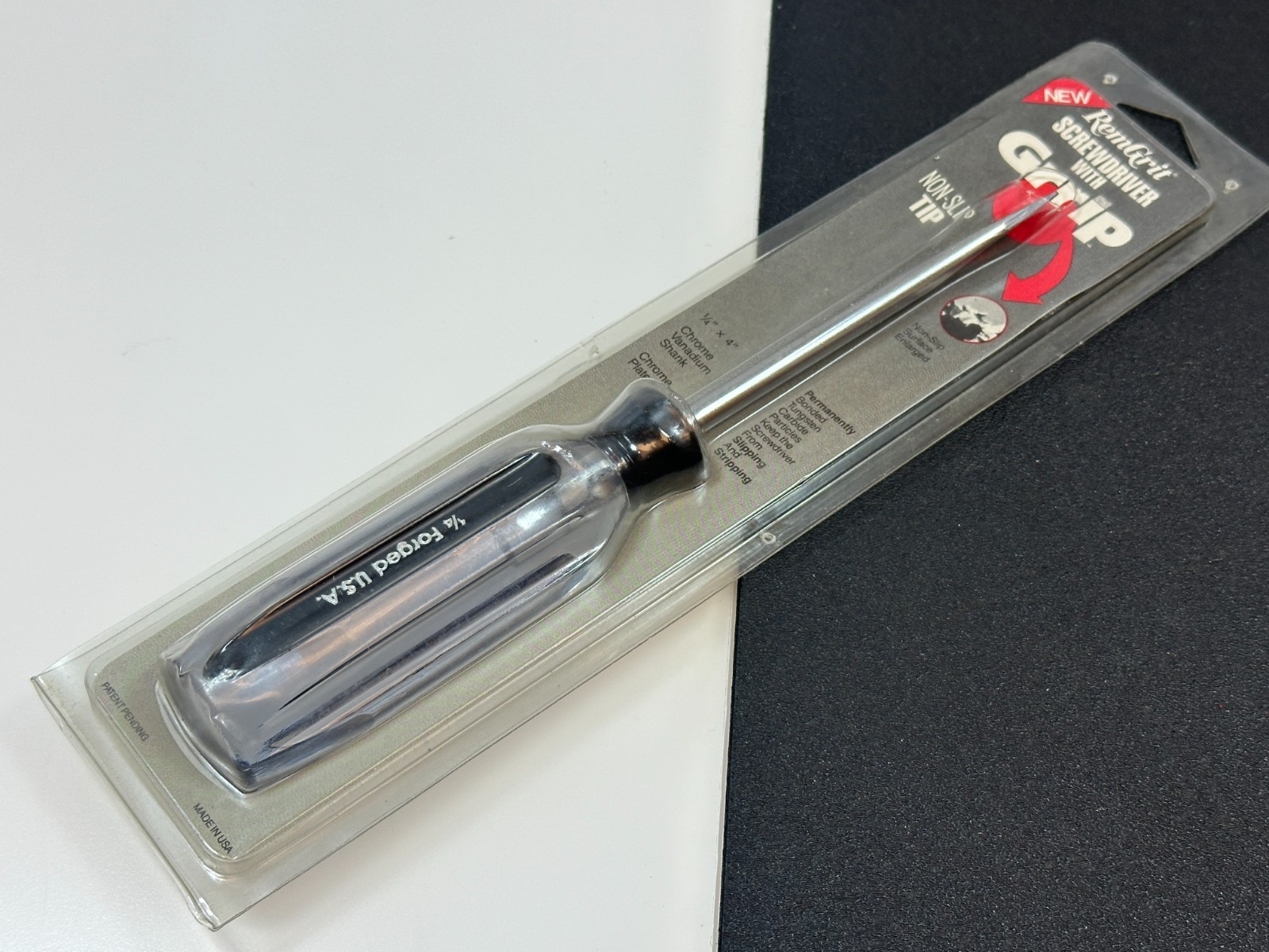 RemGrit 1/4″ Flat Slot Screwdriver with “Grrip” Non-Slip Tip, NEW Old Stock RARE