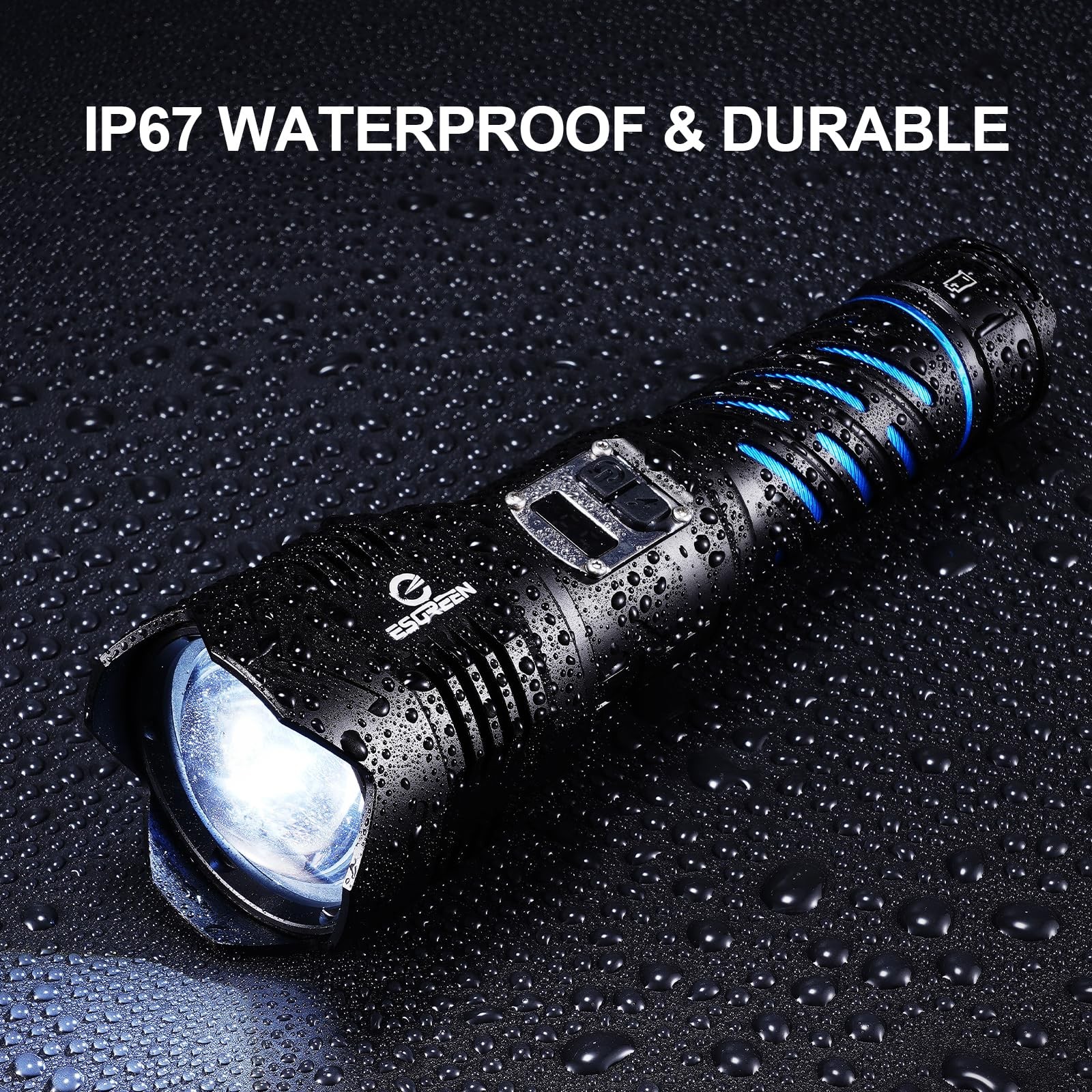 Super Bright Flashlight High Lumens 100000 Rechargeable, Strong 50W Black