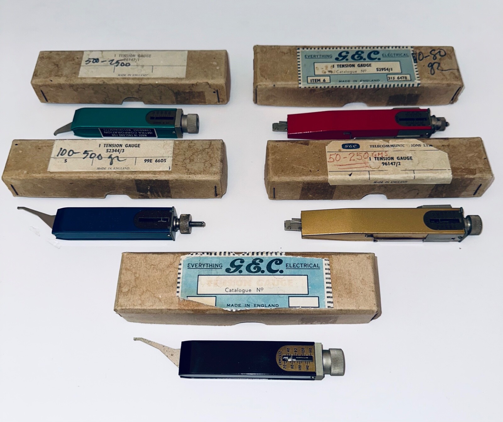 GEC Tension Gauge Set of 5 Pcs. RCA Labs CIRCA 1950s & 1960s – Rare