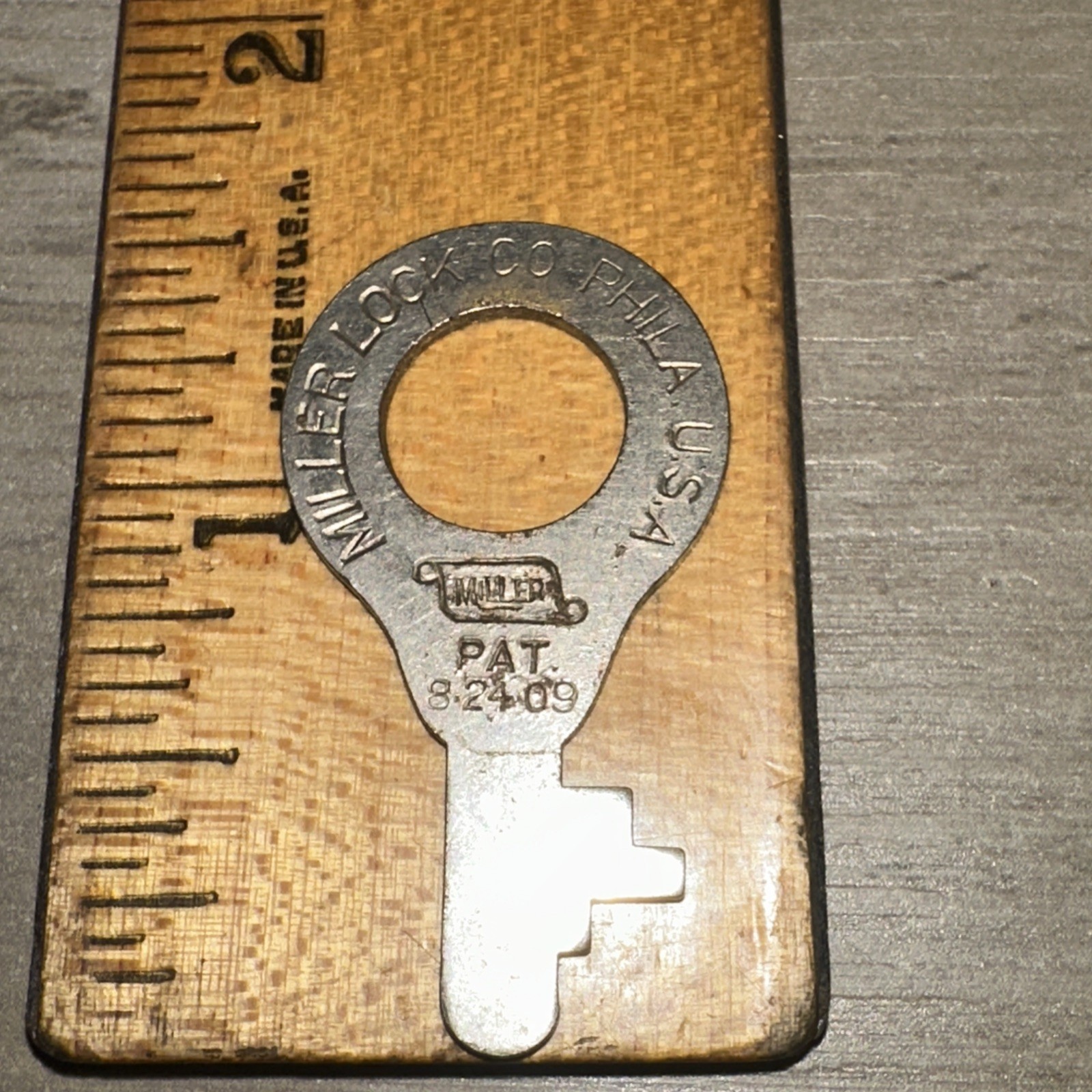 Miller Lock Co. Flat Skeleton Key Patent 1909 Steamer Trunk Padlock Etc.