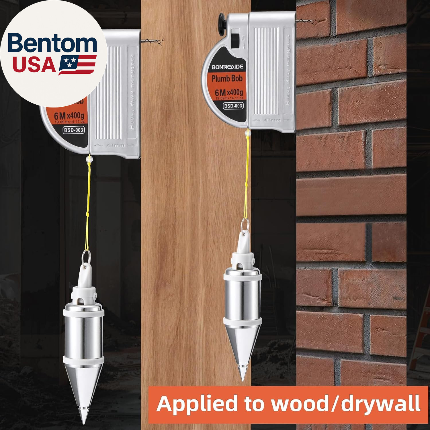 Retractable Plumb Bob Tool for Construction Industry Assignments, 14 Oz(400G) Ma