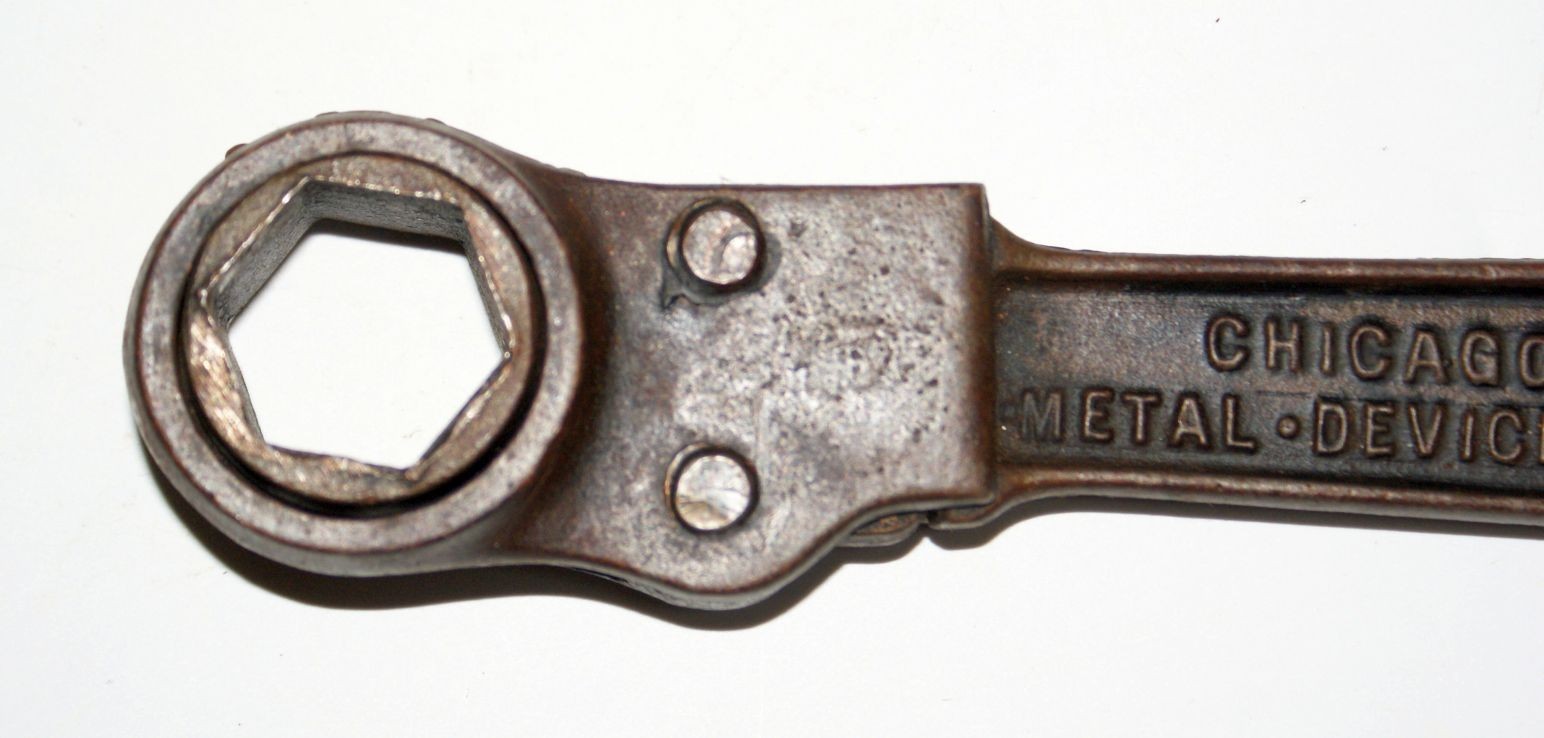 Old Antique CHICAGO METAL DEVICES 1914 Wright Patent Ratchet Wrench Tool