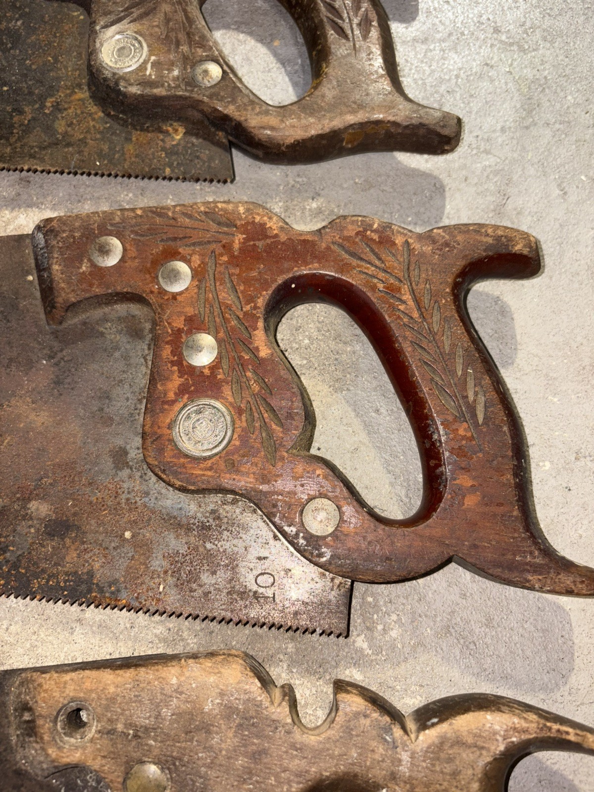 Lot of 3 Disston & Sons Thumb Hand Saws Woodworking Tool Vintage
