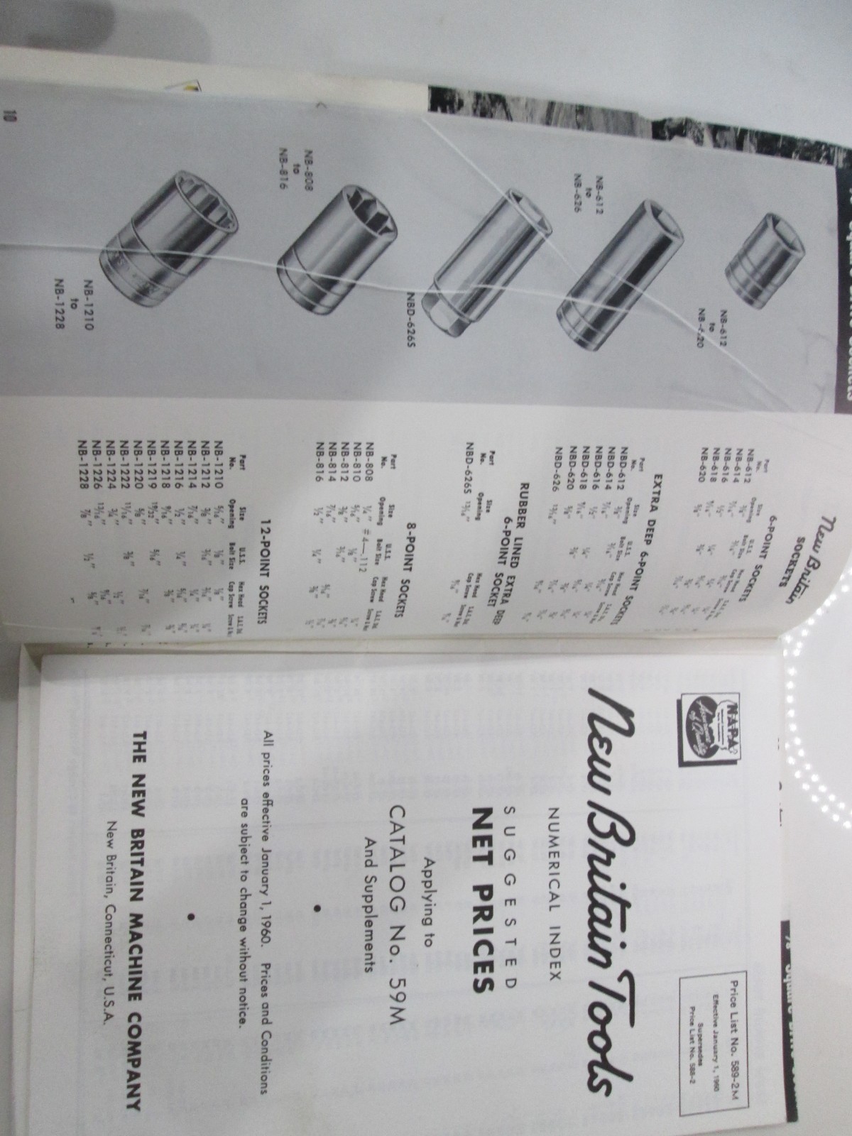 1960 Vtg Mechanics Hand Tools by New Britain Catalog No 59M w/Price List