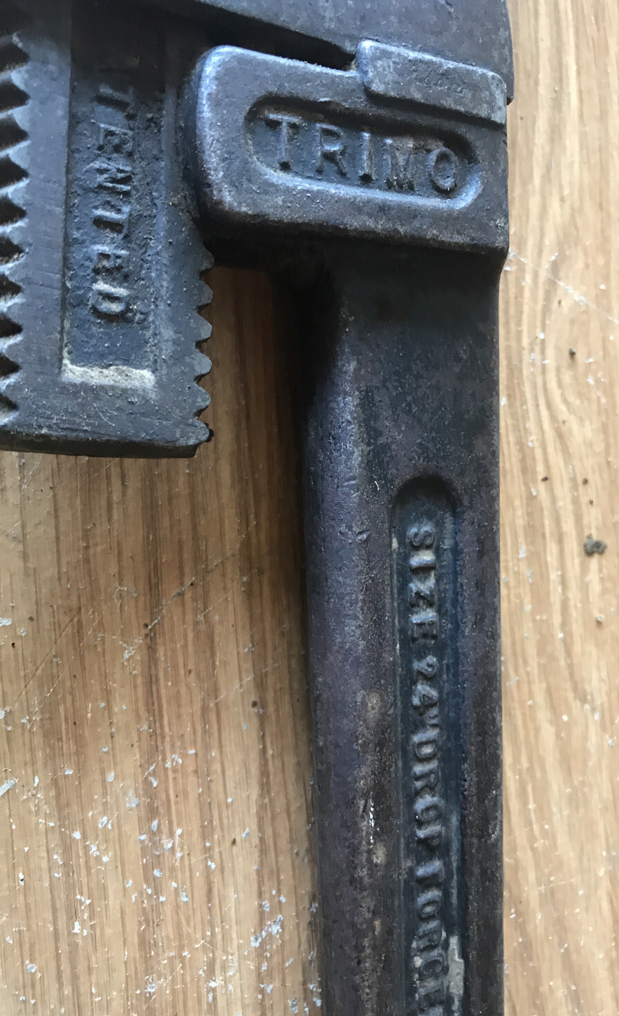 Vintage Trimo Alloy Size 24″ Adjustable Pipe Wrench Trimont Mfg Co 1918 Pat’d
