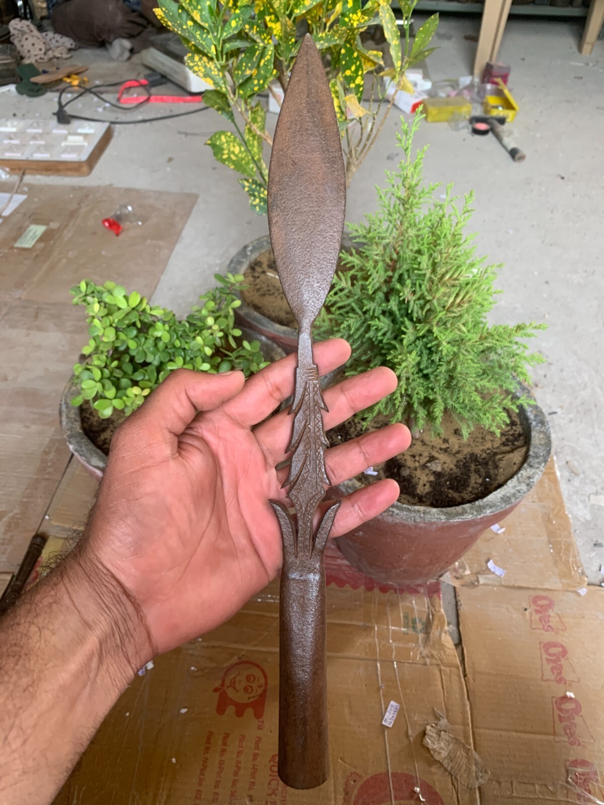 18s Antique Hand Forged Iron Handle Blade North Indian Warrior Combat Spear Head