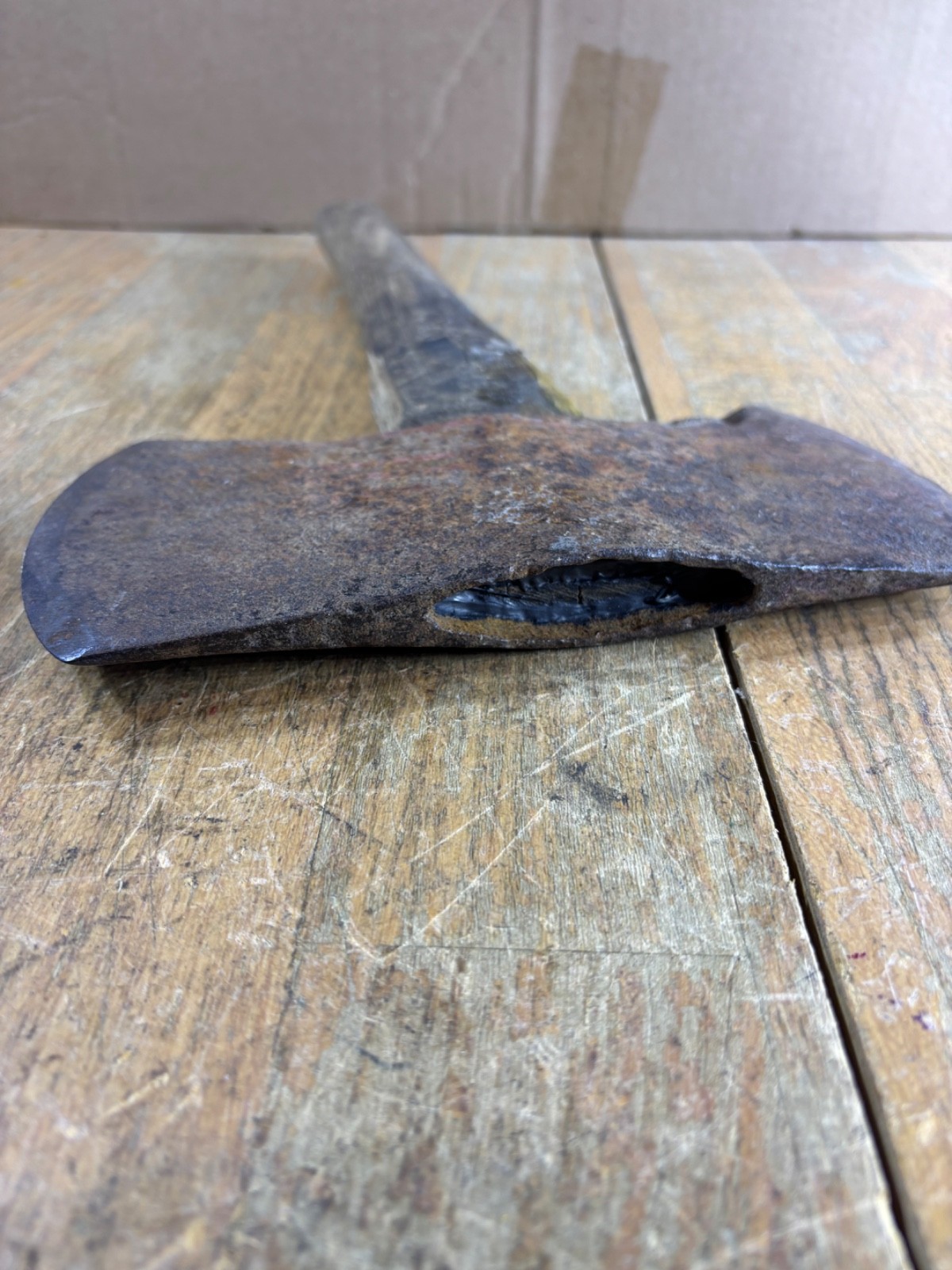 DOUBLE BIT AXE HEAD MARKED HAND MADE HANDMADE Blacksmith Forged indent